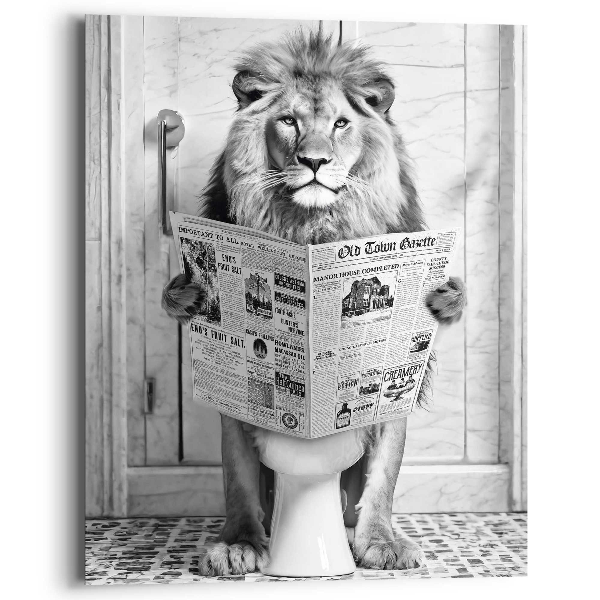 Reinders! Deco-Panel Löwe auf Toilette, Toilette - Schwarz-Weiß - MDF - Tie günstig online kaufen