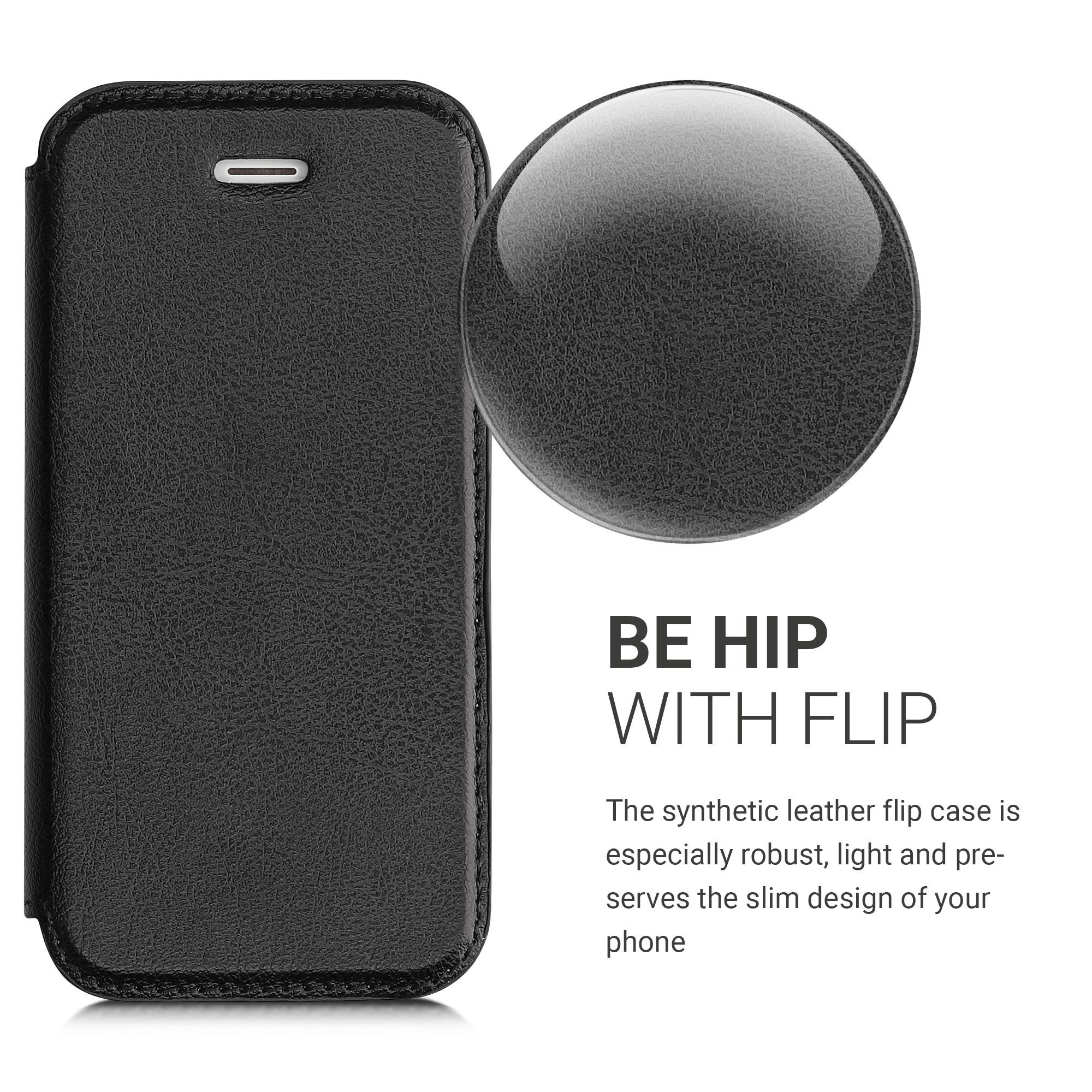 kwmobile Handyhülle Hülle für Apple iPhone SE (1.Gen 2016) / 5 / 5S, Kunstleder Handy Schutzhülle - Flip Cover Case