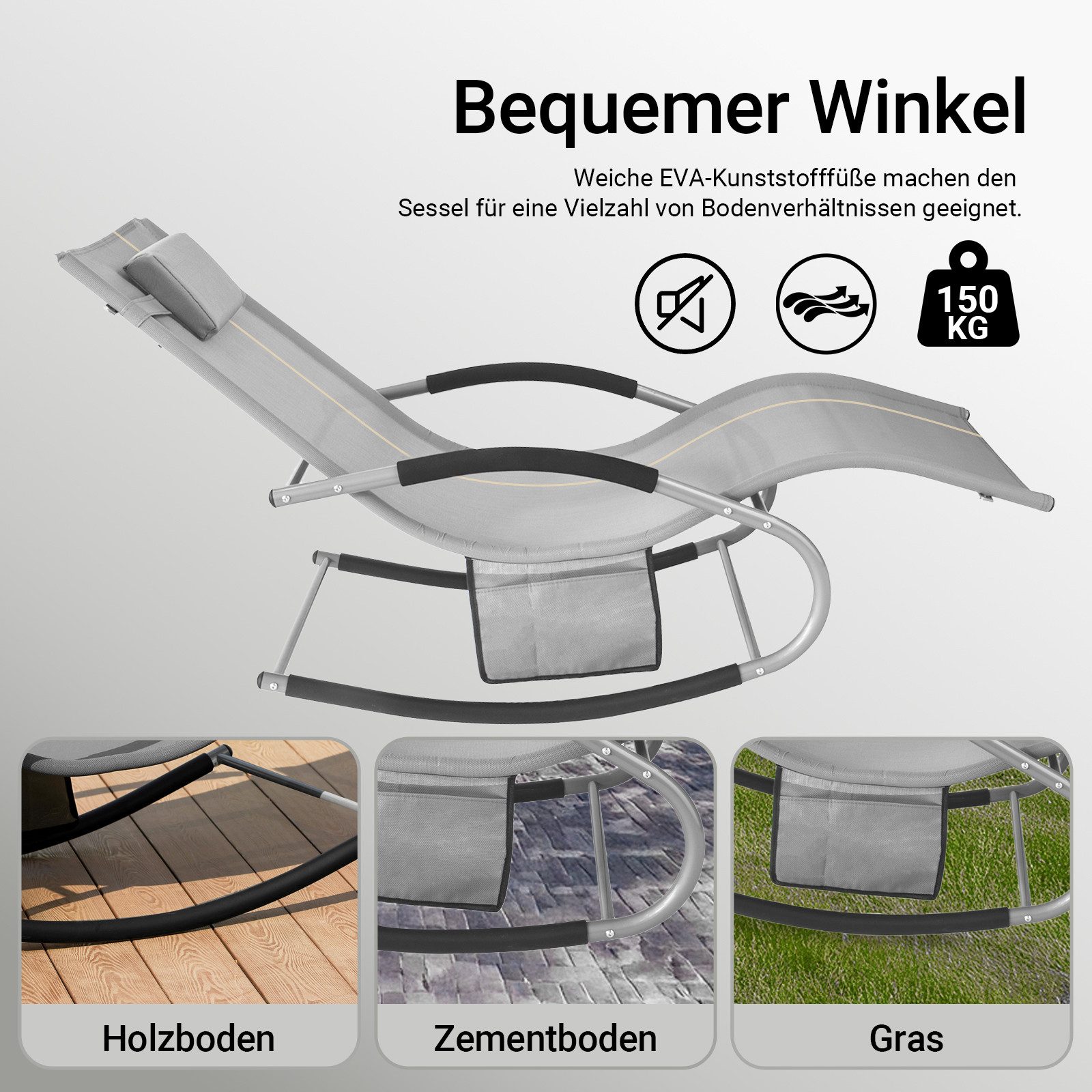 SoBuy Gartenliege OGS28x2, Schaukelstuhl Schaukelliege Strandliege Gartenmöbel, 2 st, Sonnenliege 2 Personen Liegestuhl Gartenliege wetterfest,Outdoor