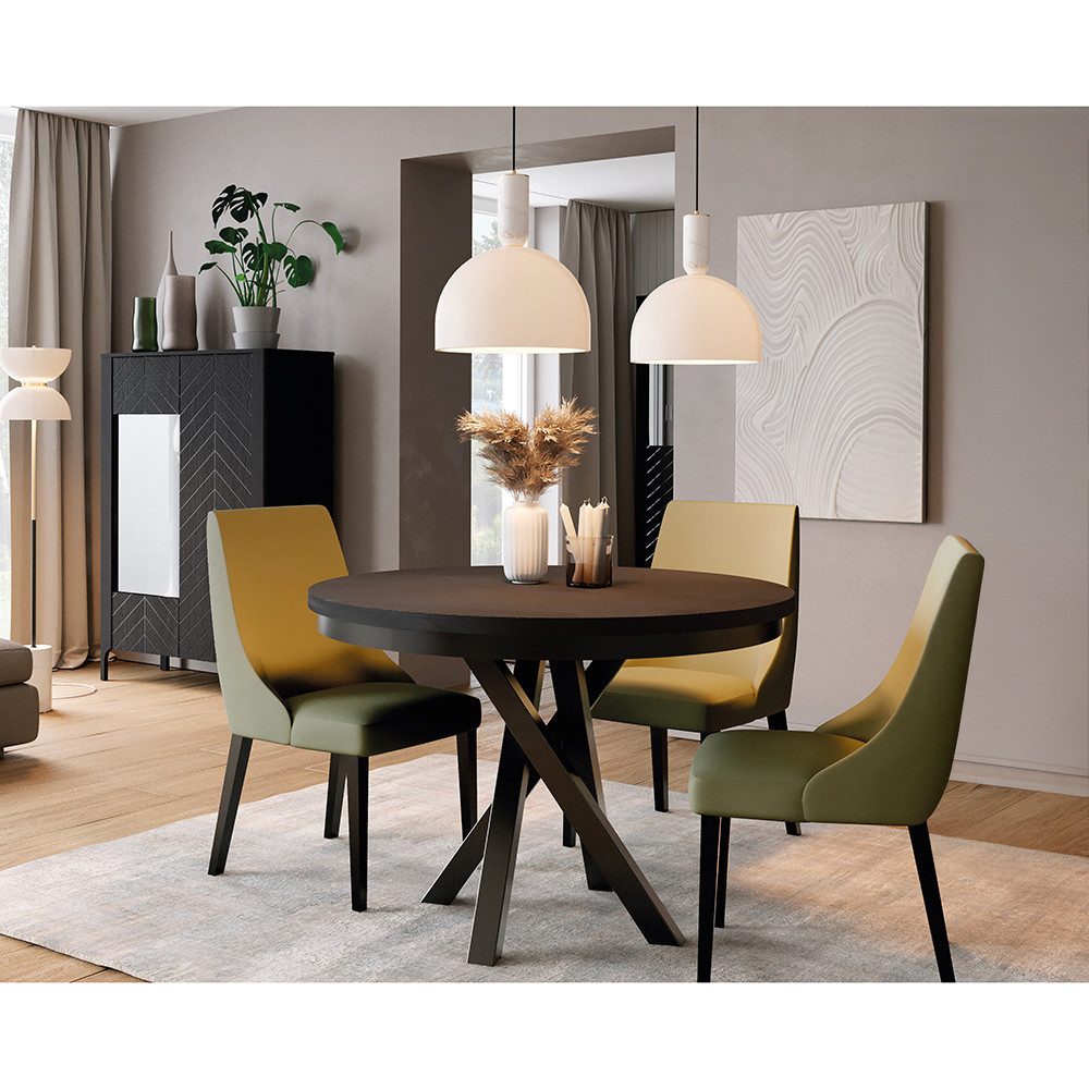 Lomadox Esszimmer-Set MAZARA-161, (Spar-Set, 2-St., Esstisch Highboard), Esszimmermöbel mit Fischgrät Dekor, Push-to-Open, Softclose-Funktion