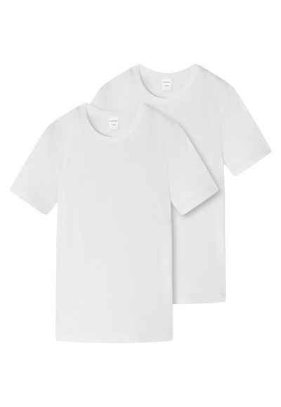 Schiesser Unterhemd »2er Pack Teens Boys - 95/5 Organic Cotton« (Spar-Set, 2-St) T-Shirt / Unterhemd - Baumwolle - Mit rundem Halsausschnitt, Unifarbenes Design, Elastische Single-Jersey-Qualität