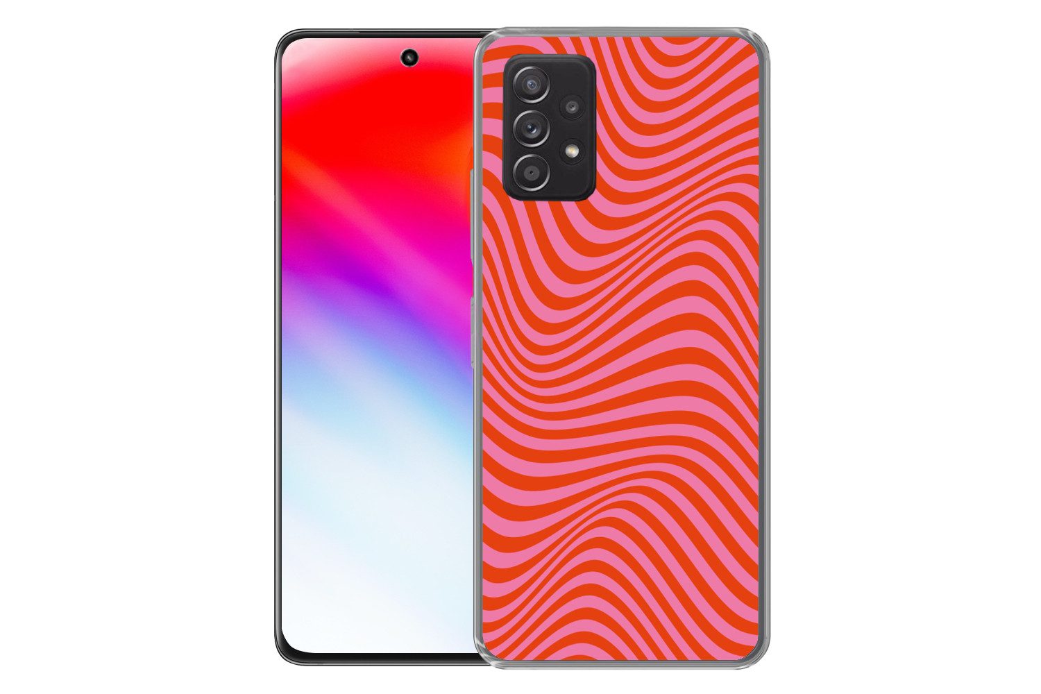 MuchoWow Handyhülle für Samsung Galaxy A33 5G Wellenförmiges Muster - Rot - Rosa - Linien, Smartphone-Bumper, Print, Handy Schutzhülle Dünn