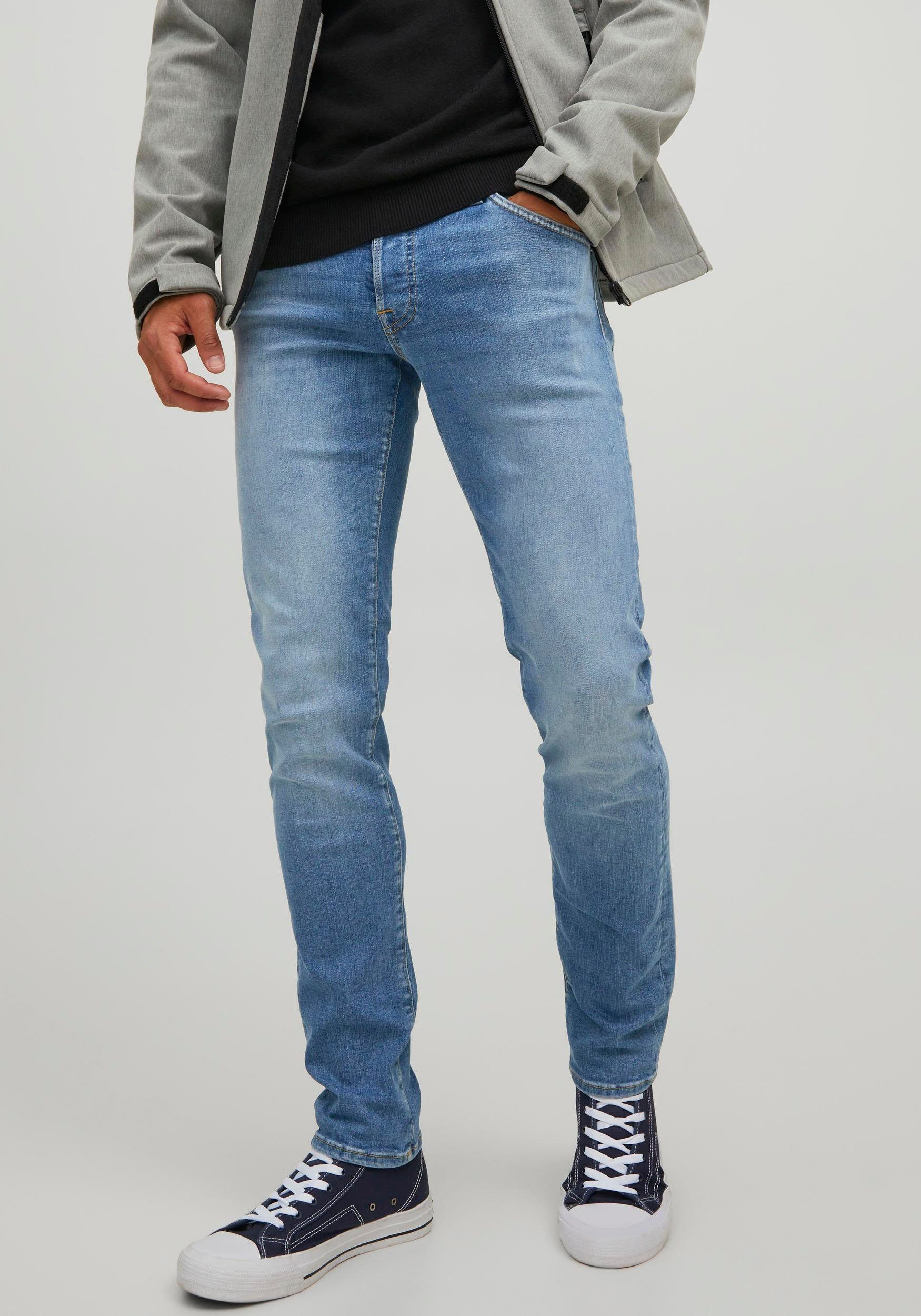 Jack & Jones Slim-fit-Jeans JJIGLENN – Jeans mit Gürtelschlaufen und Used-W günstig online kaufen