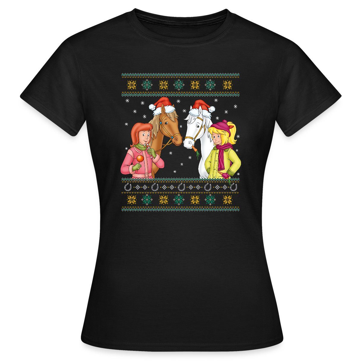 Spreadshirt T-Shirt Bibi und Tina Amadeus Sabrina Weihnachts-Design Frauen T-Shirt (1-tlg)