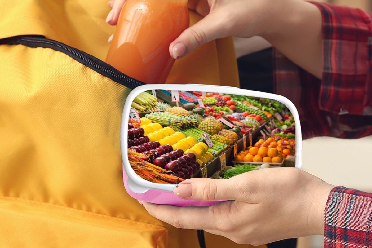 Kinder, Amerika, Snackbox, rosa Gemüse Lunchbox Erwachsene, Brotdose für Kisten MuchoWow Obst Mädchen, Kunststoff, - Kunststoff - (2-tlg), - Brotbox