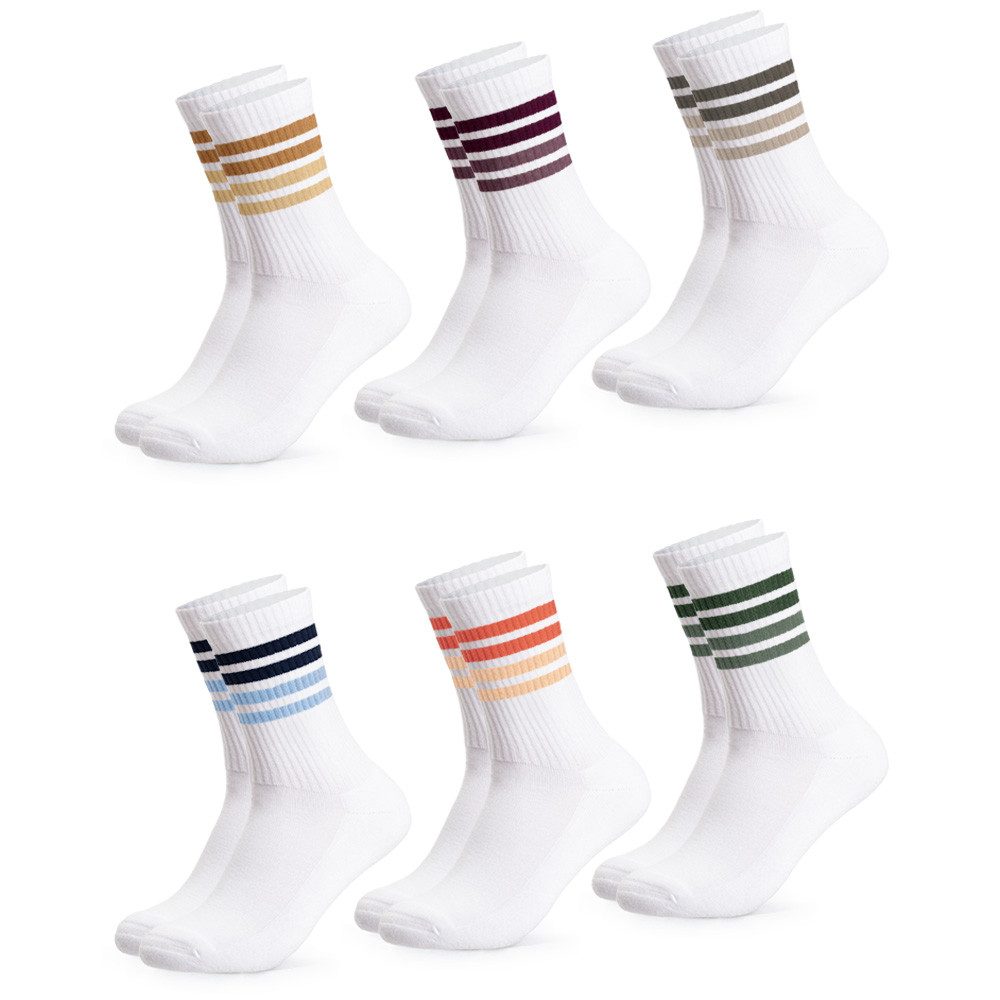 OCCULTO Sportsocken Damen Retro Tennis Socken 6er Pack (Modell: Steffi) (6-Paar)