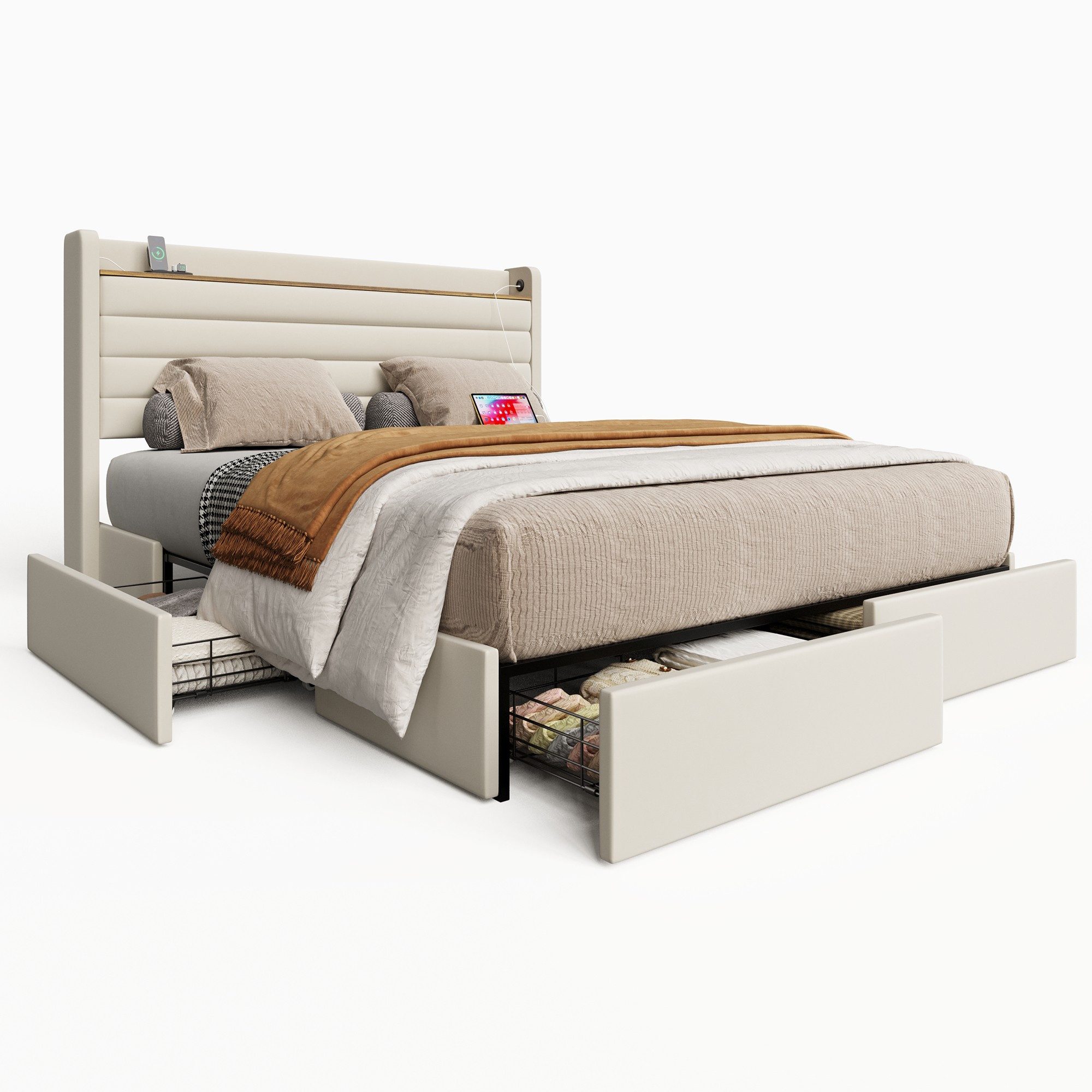 LVHOM Polsterbett 140x200cm/160x200cm Bettgestell, Doppelbett/Stauraumbett/ günstig online kaufen