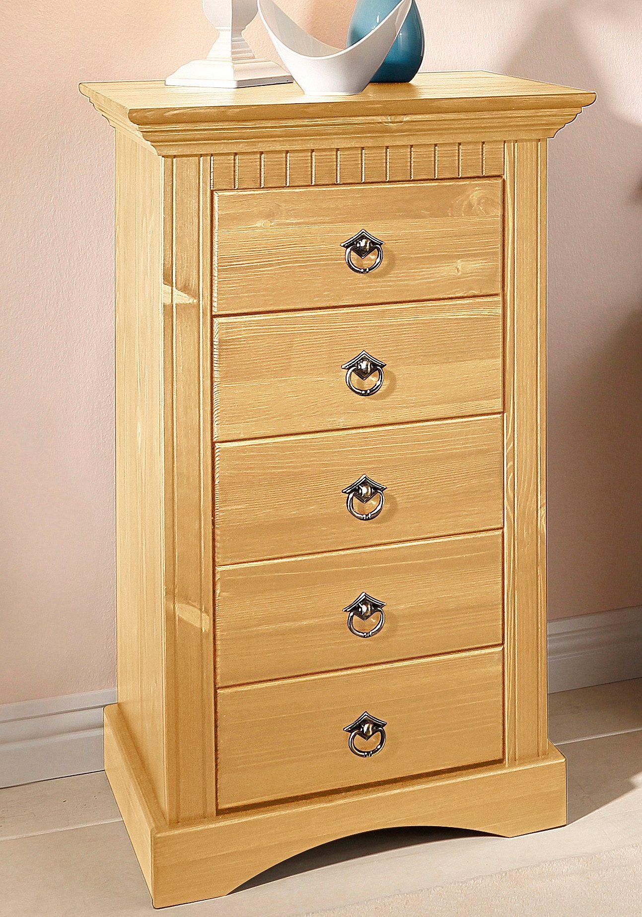 OTTO home Kommode Rustic, Schubkastenkommode, mit 5 Schubladen (Made in Europe), Breite 48cm, aus massiver Kiefer, FSC®-zertifiziert