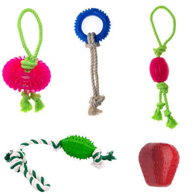 Comfy Spielknochen Robbi & Zibi Farbenfrohe & Interaktive Spielzeugkollektionen - Set 16, Spar-Set (5-tlg) Förderung der Dentalhygiene