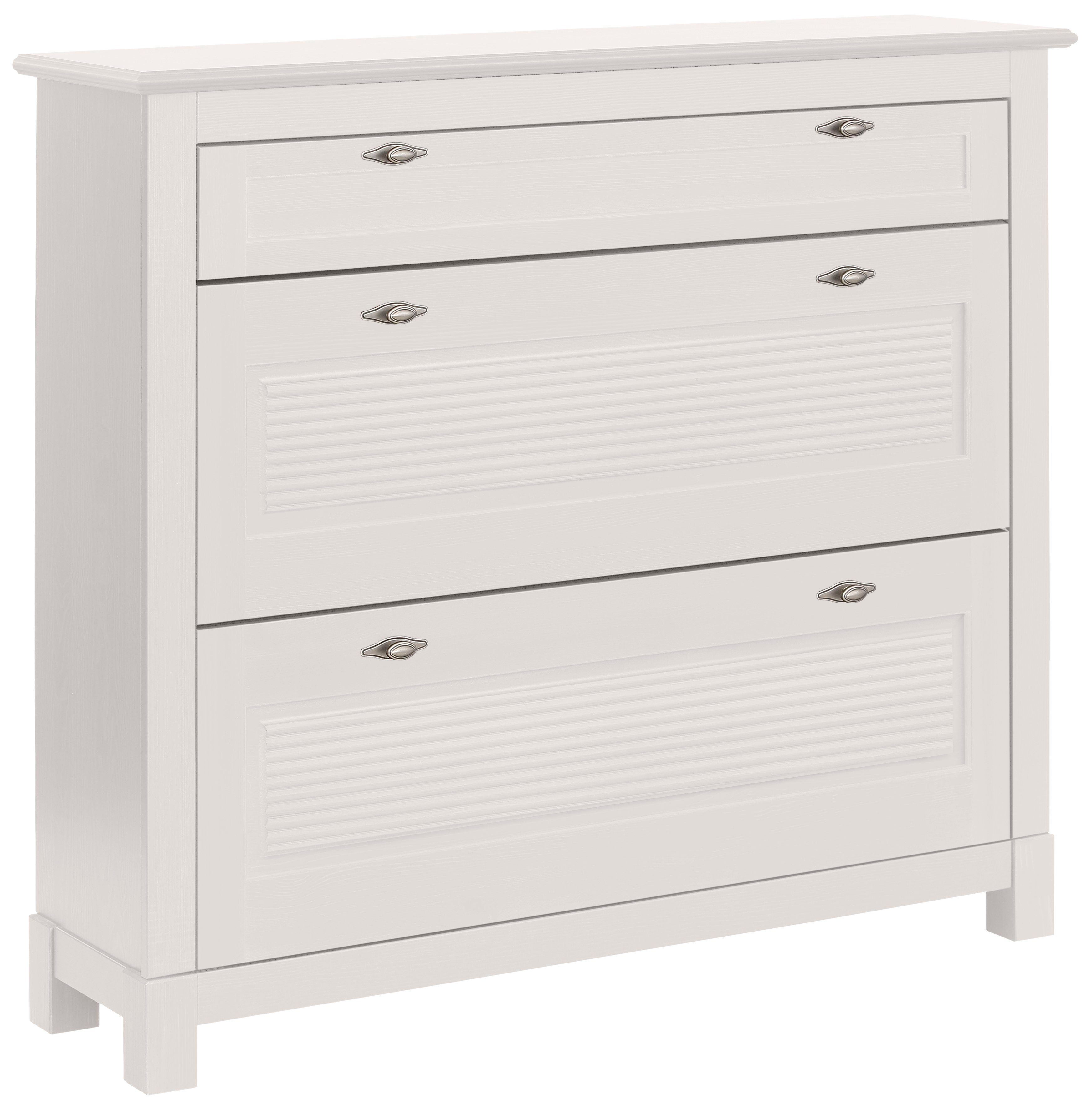 Home affaire Schuhkommode Rauna Schuhkipper, Schuhschrank (Breite 120 cm), Kiefer massiv, FSC®, 3-Fachschuhtrommel, ca. 24 Paar Schuhe