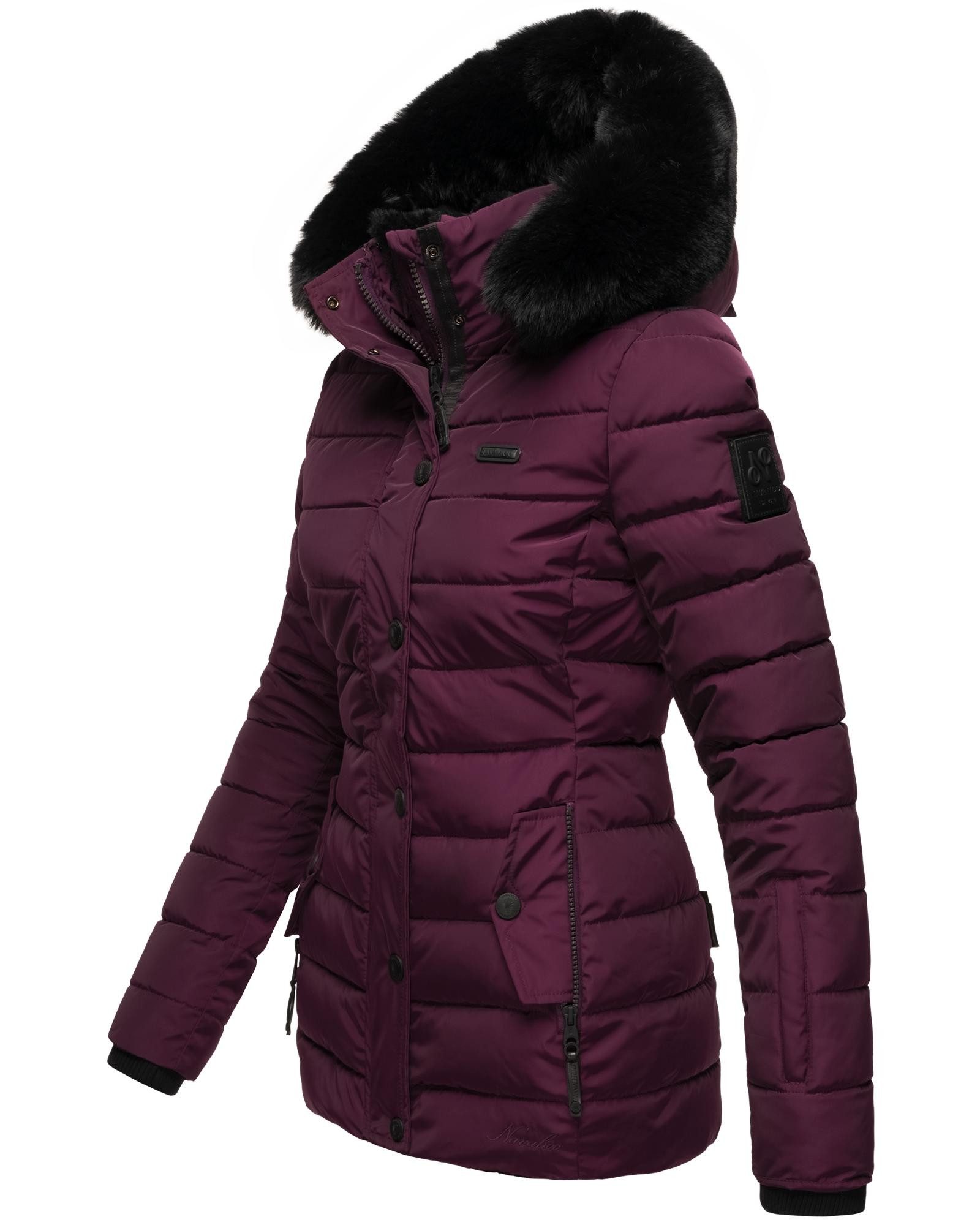 Navahoo Steppjacke Milianaa Edle Winterjacke mit weicher Kunstfell-Kapuze