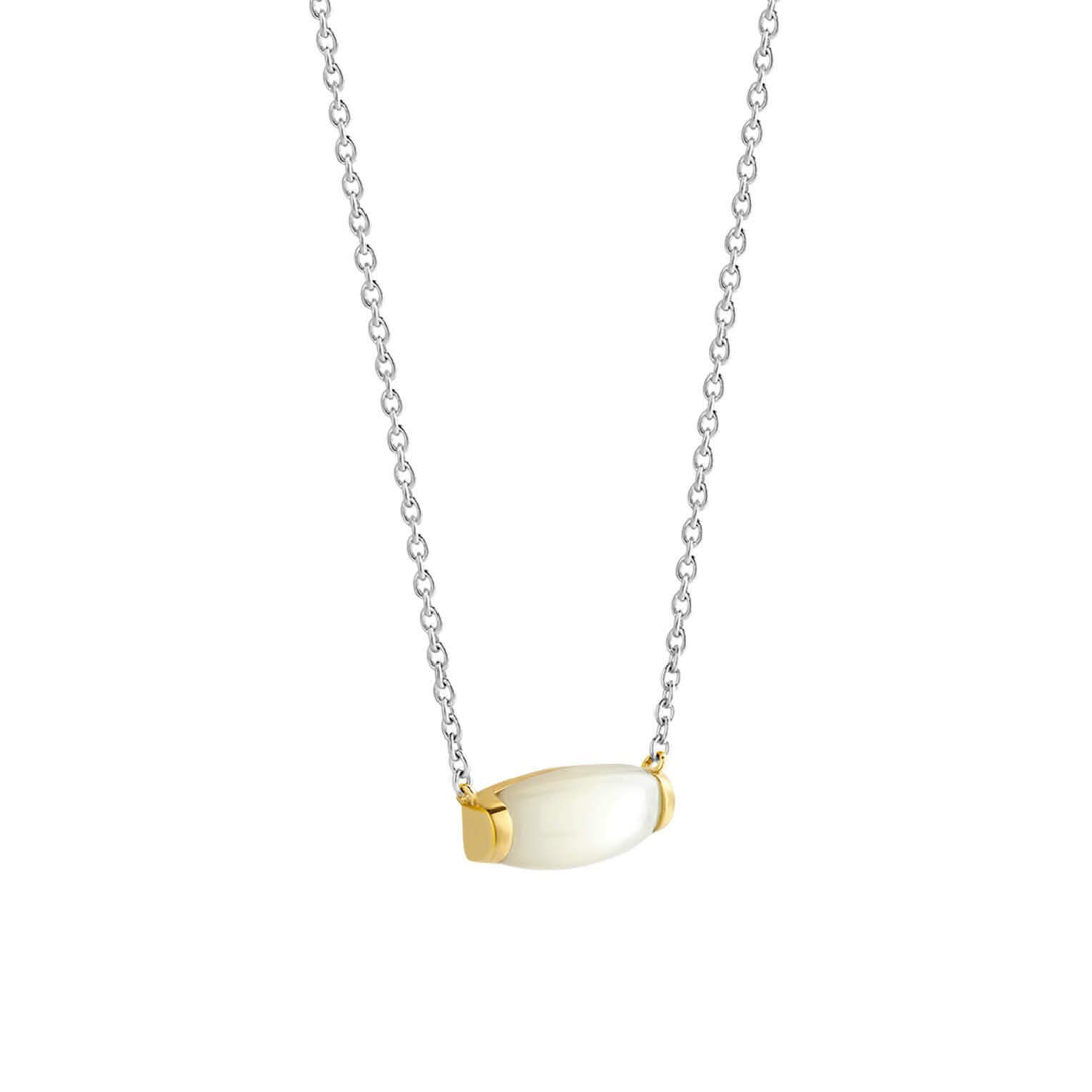 TI SENTO - Milano Kette mit Anhänger The Perlmutt Golden Pendant 925er Sterlingsilber