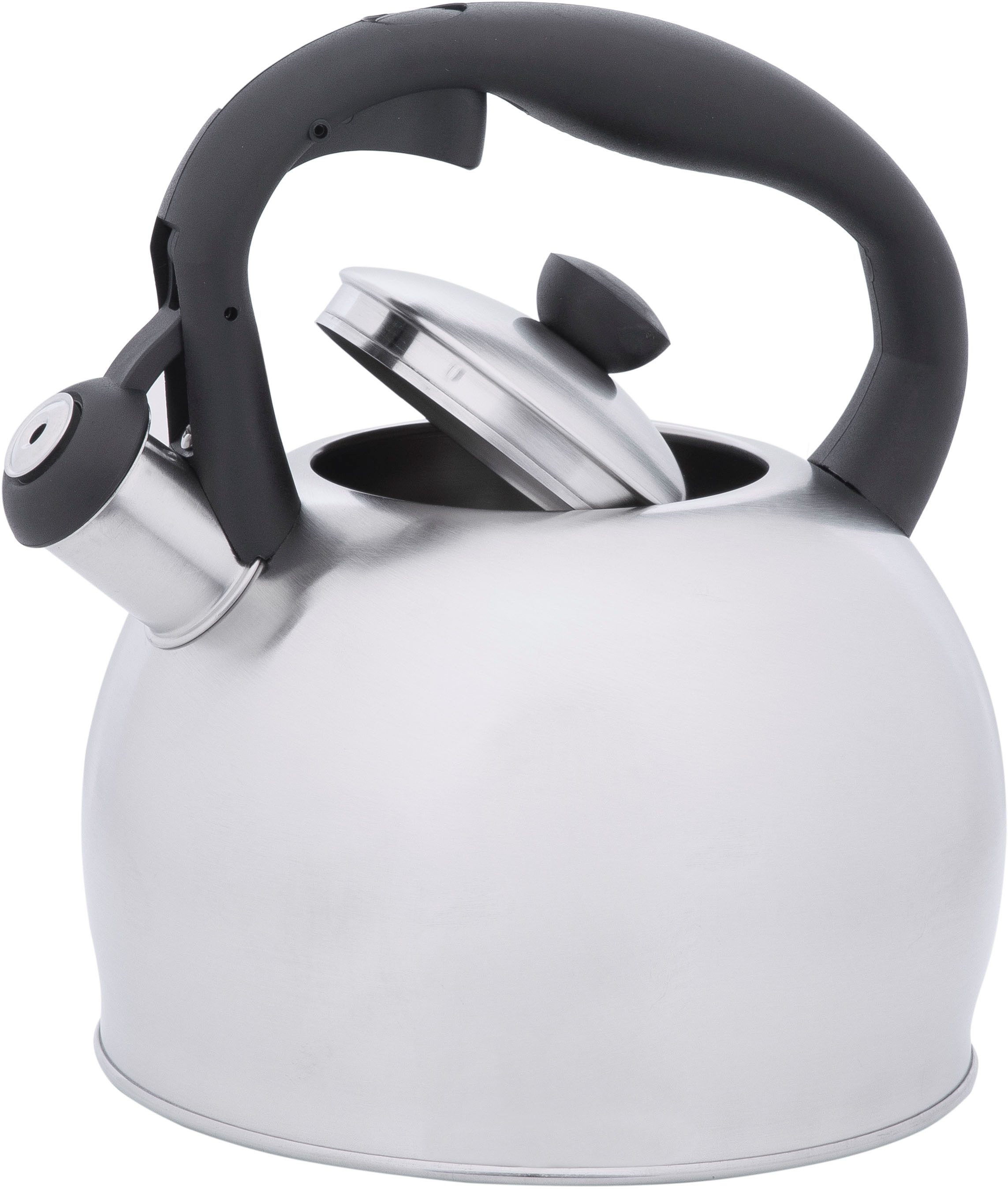 RESTO Kitchenware Wasserkessel Perseus, Flötenkessel 3 l m. wärmespeicherndem Boden im Geschenkkarton, Edelstahl (1-tlg), mit ergonomischem, wärmeableitenden Bakelit-Griff