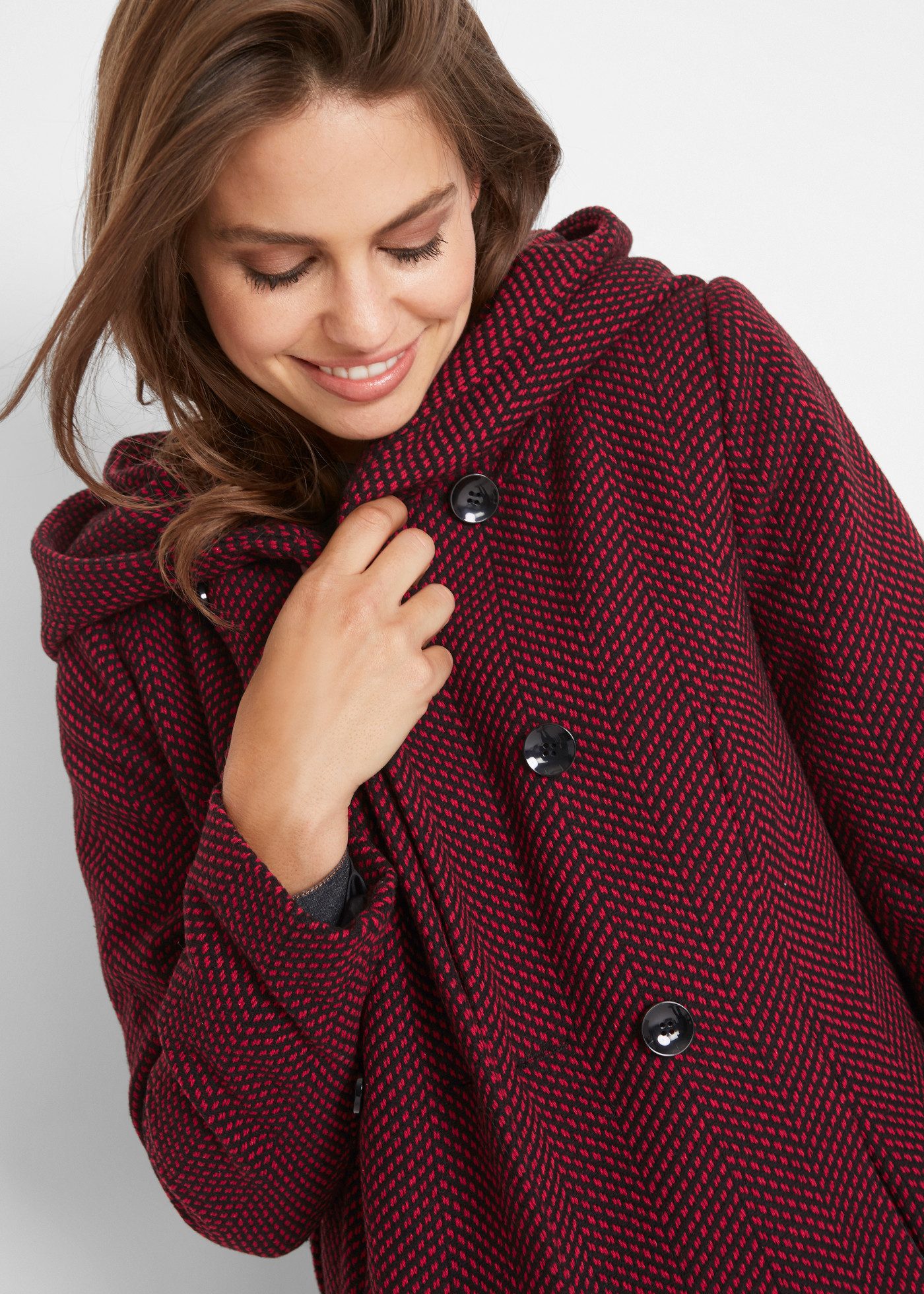 bonprix Outdoorjacke zweireihig, mit großer Kapuze, Loose Fit – Bild 3 von 5