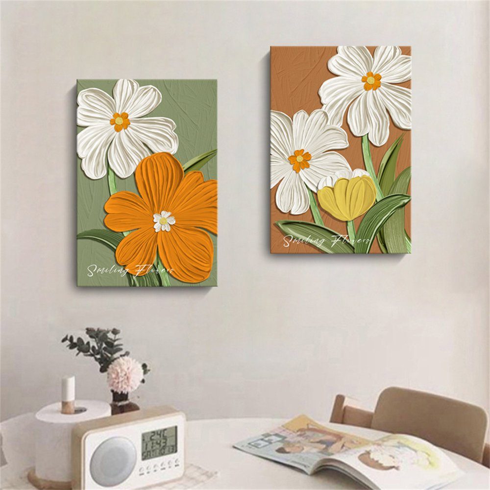 Kunstdruck Rouemi (30×40cm), florale weiß-B Dekorationsmalerei,Leinwandmalerei,Modern Botanische Aufhängefertig Canvas,
