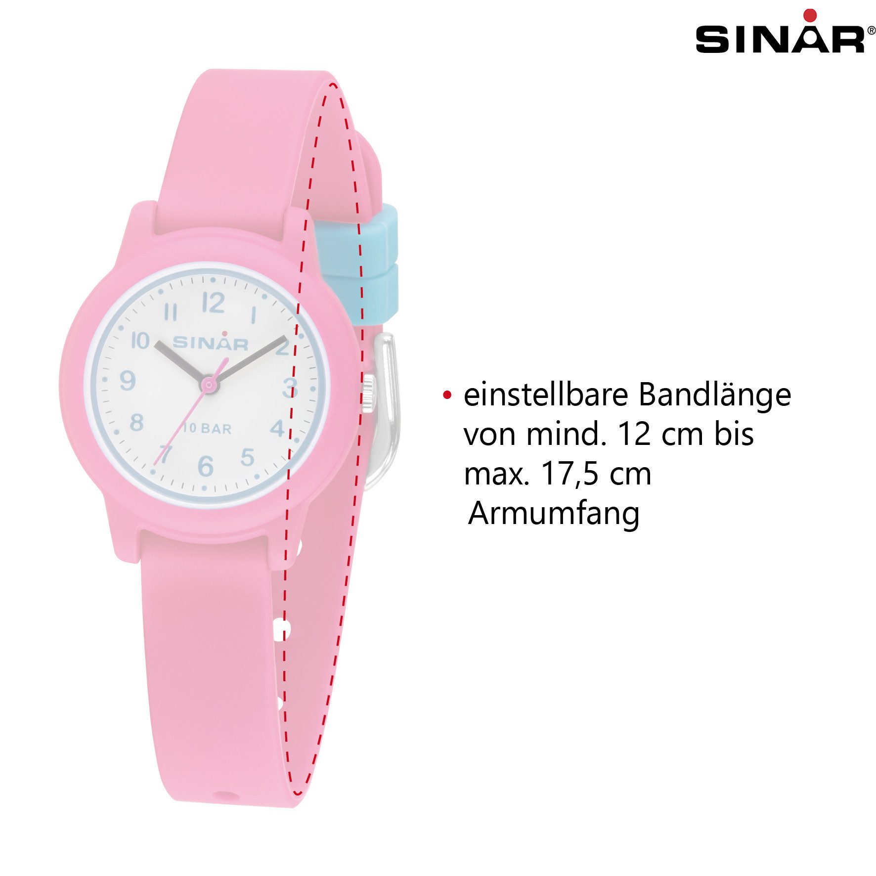 SINAR Quarzuhr XB-24 Mädchen Kinderuhr Sportuhr Silikonband 10 bar, analog sportlich modern Geschenkidee Mädchen Ø 28 mm