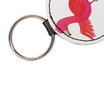 Mr. & Mrs. Panda Schlüsselanhänger Flamingo Yoga - Weiß - Geschenk, Yogi, Taschenanhänger, Glücksbringer (1-tlg), Robuste Eleganz