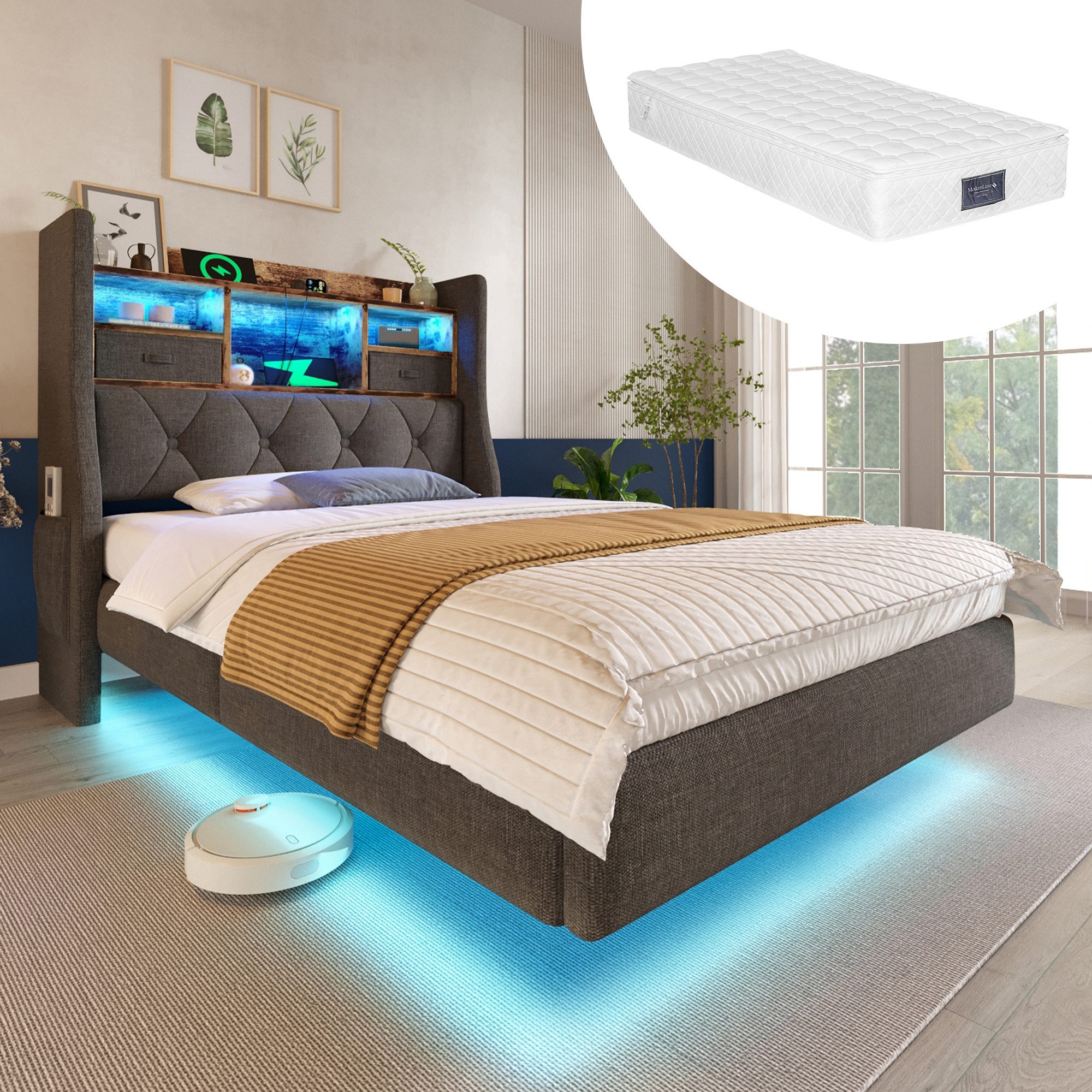 STILVORA Polsterbett 90x200 mit Matratze,Jugendbett Bettgestell günstig online kaufen