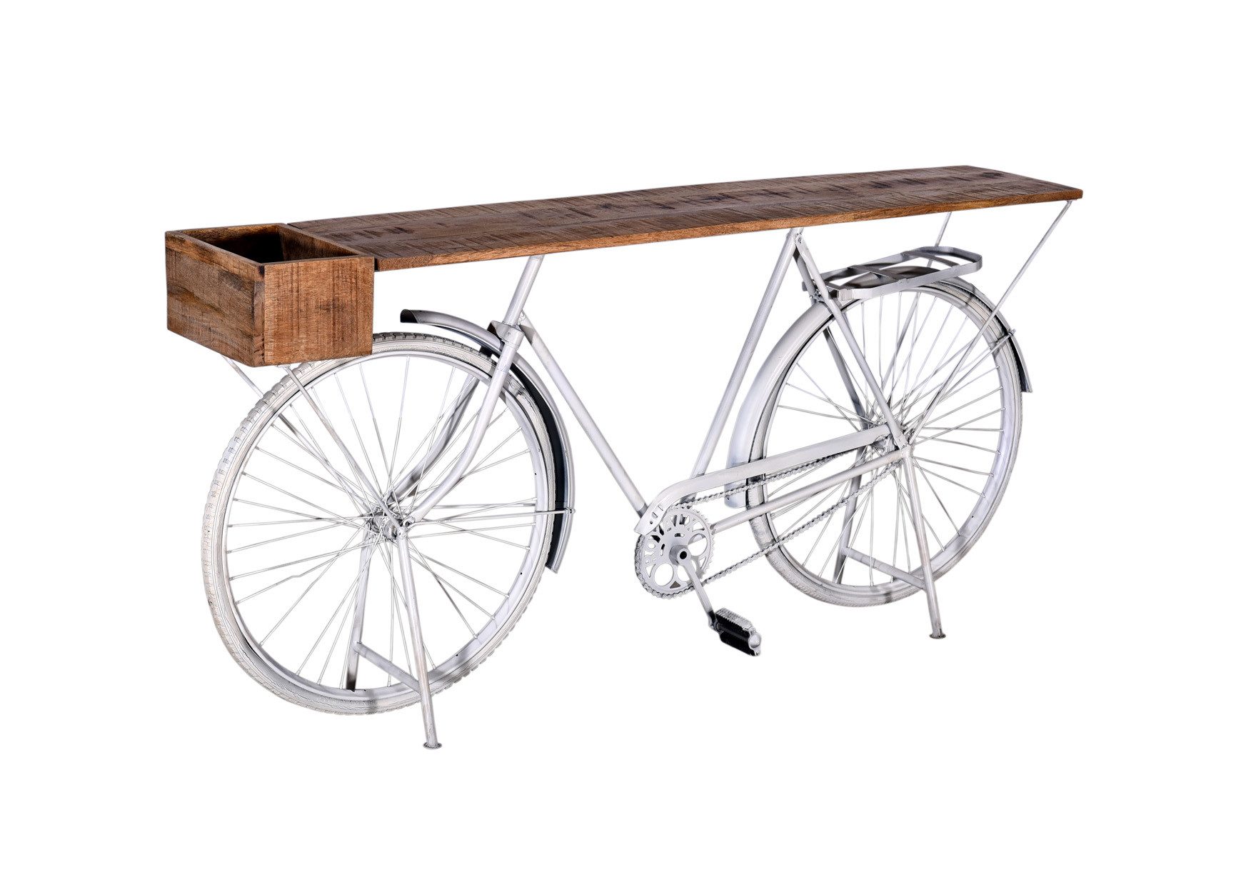 More2Home Konsolentisch Fahrrad-Konsolentisch WHITY, Metall weiß/Mangoholz, günstig online kaufen