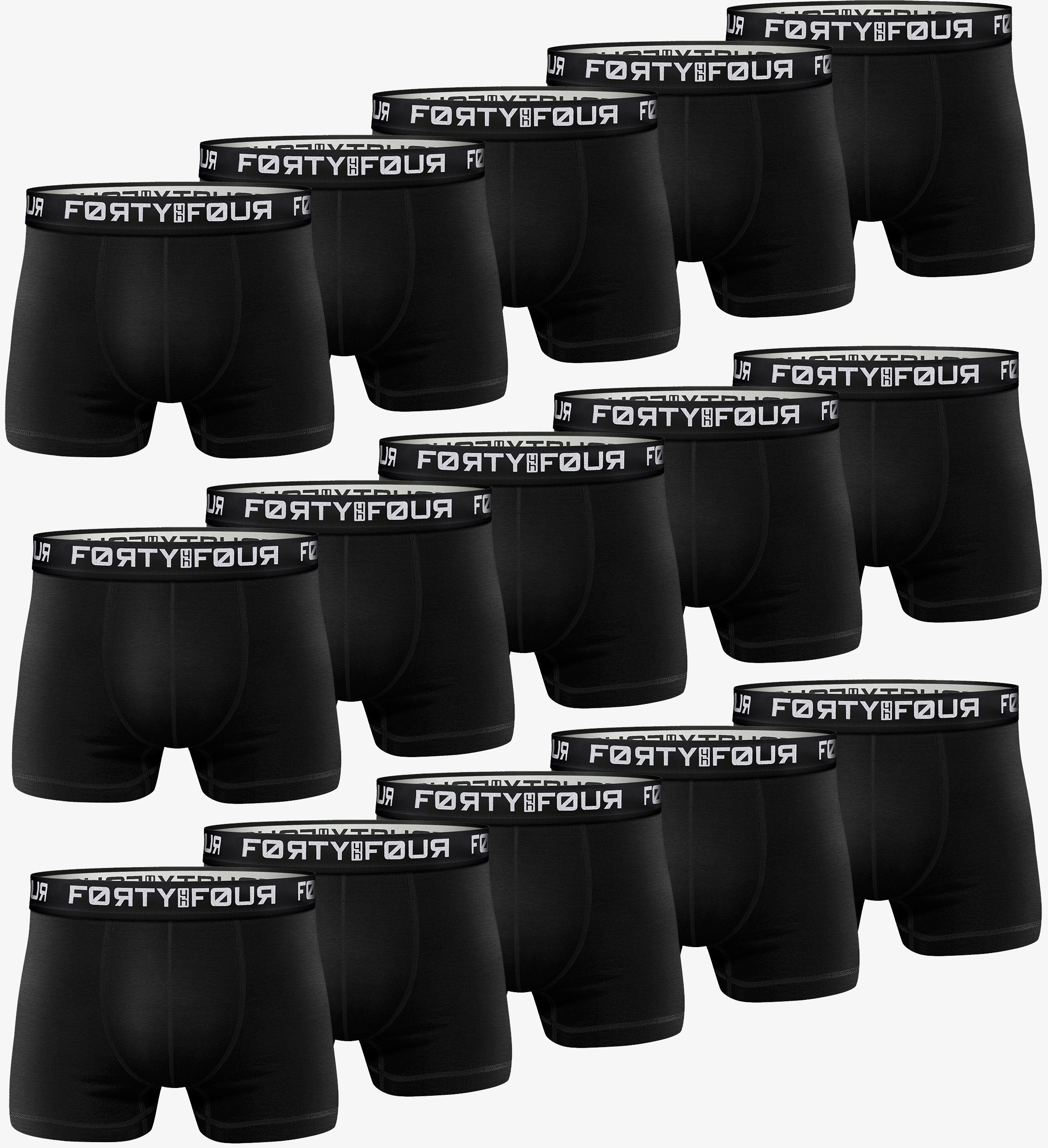 Boxershorts FortyFour Herren Pack) Unterhosen Passform 15er Qualität Männer Pack, perfekte Premium Baumwolle 817b-schwarz (15er
