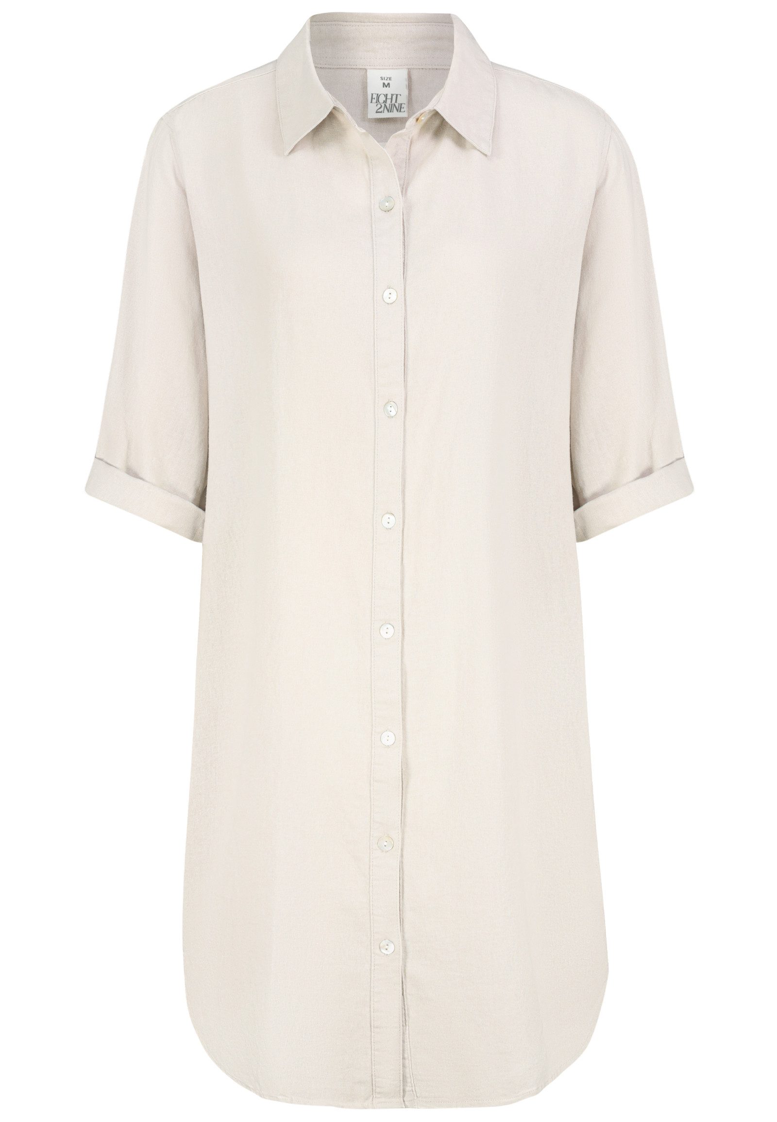 Eight2Nine Shirtkleid Elegantes Design Kurzarm Knopfleiste Gerade Passform (lang, 1-tlg) D62794AG30479_Blouse