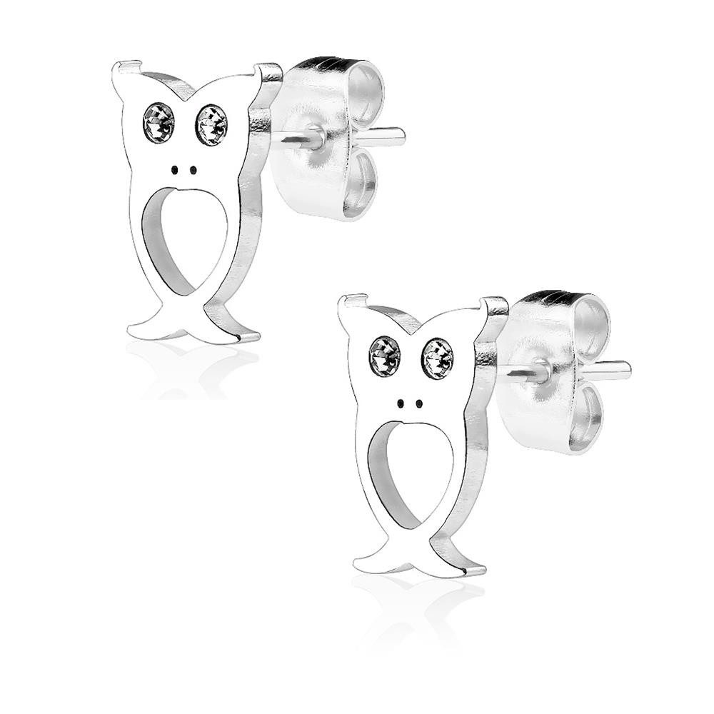 Ohrring-Set Ohrstecker Eulen Silber aus Edelstahl Damen