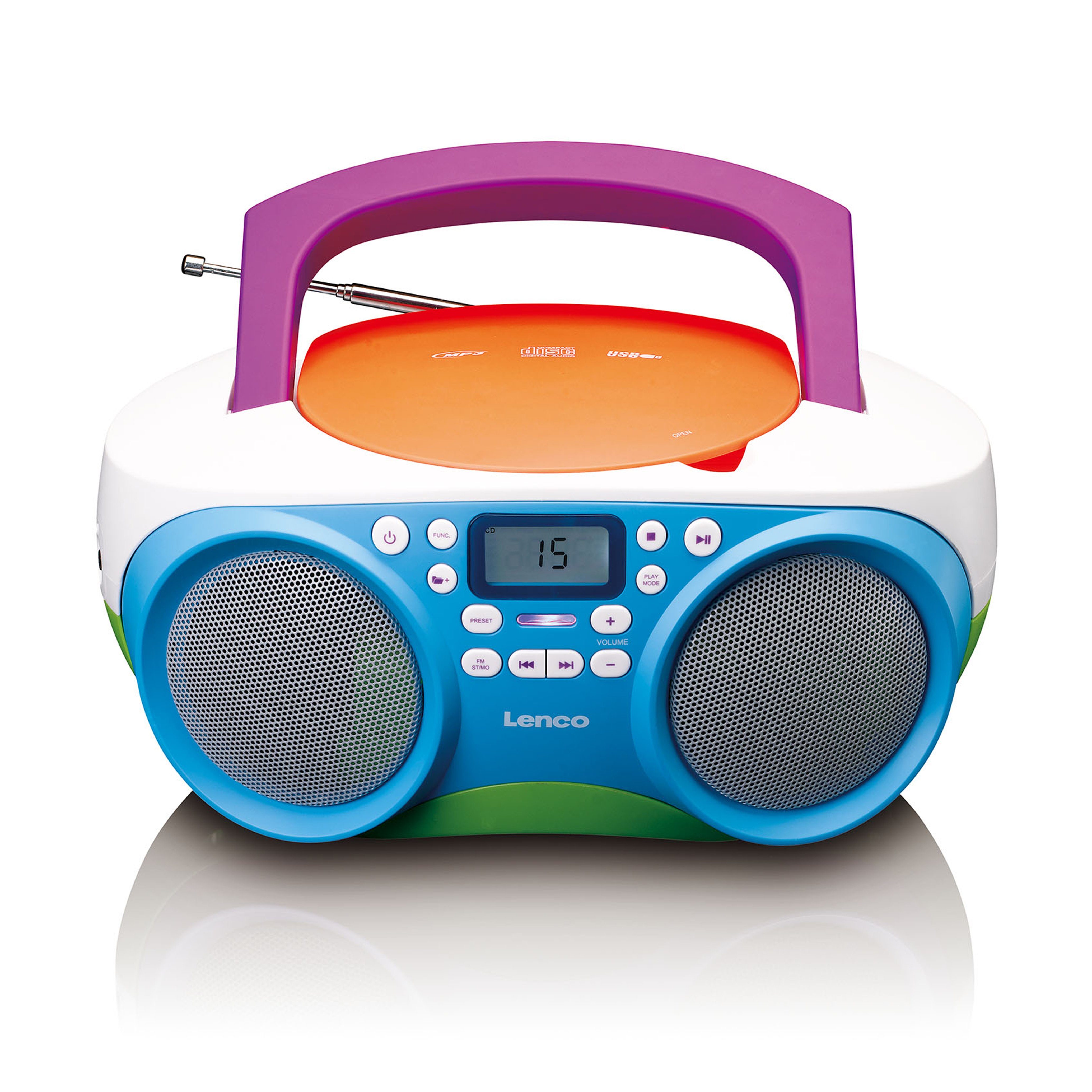 Lenco SCD-41 UKW-Radio (FM, 2 W, robust, einfach & kindgerecht mit CD/MP3-Player für USB- & Kopfhörer)