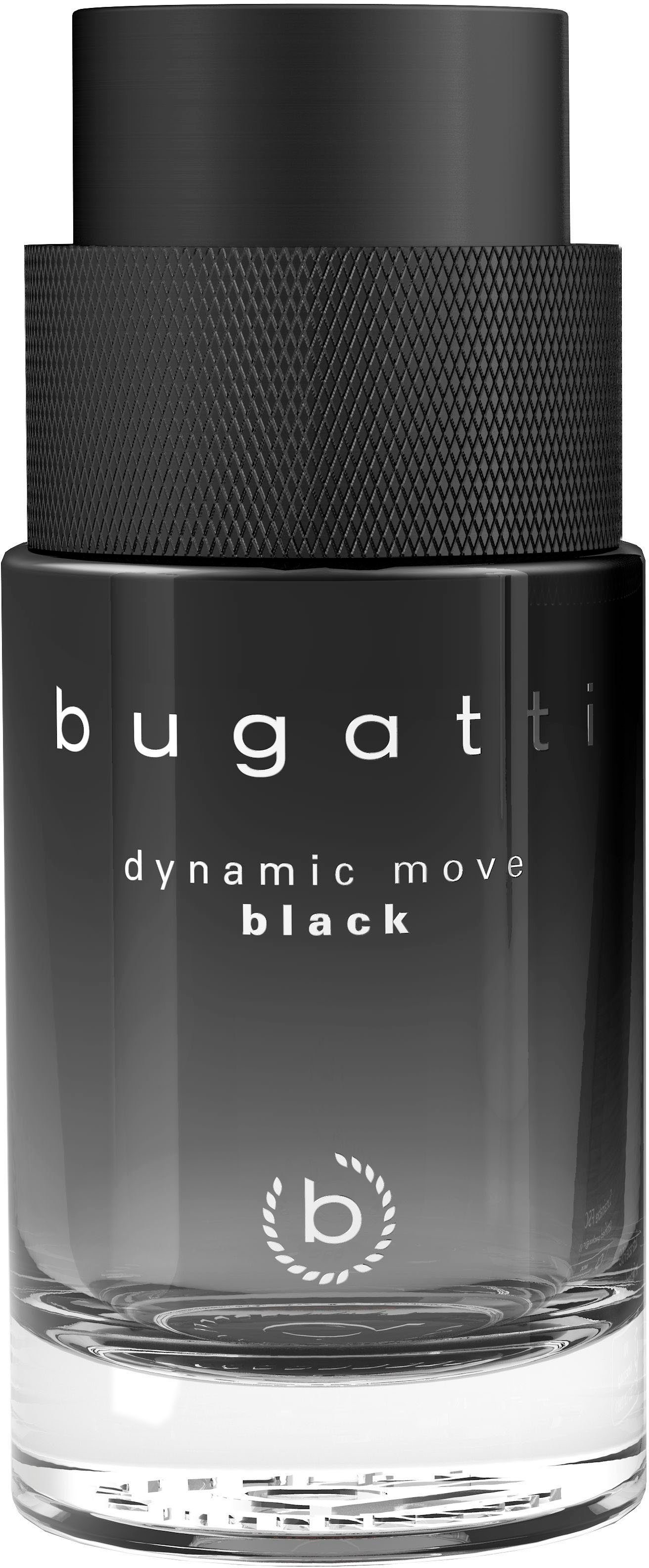 bugatti Eau de Toilette Dynamic Move Black EdT 100ml, Orientalischer Herrenduft mit Feigenblätter, Ingwer und Kaschmirholz.