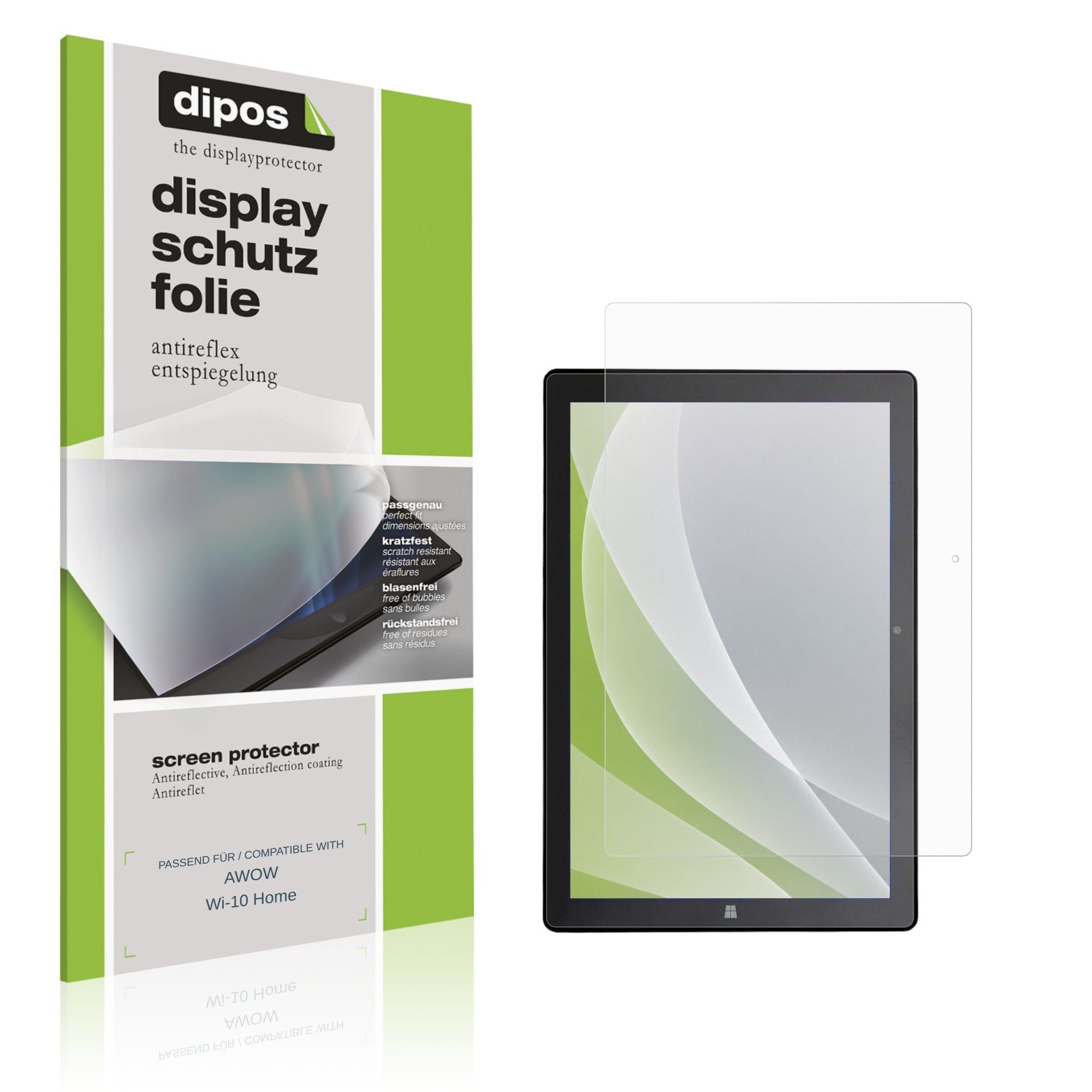 dipos Displayschutzfolie Schutzfolie für AWOW Wi-10 Home, 2 Stück, Displayschutz Schutz Folie Made in Germany