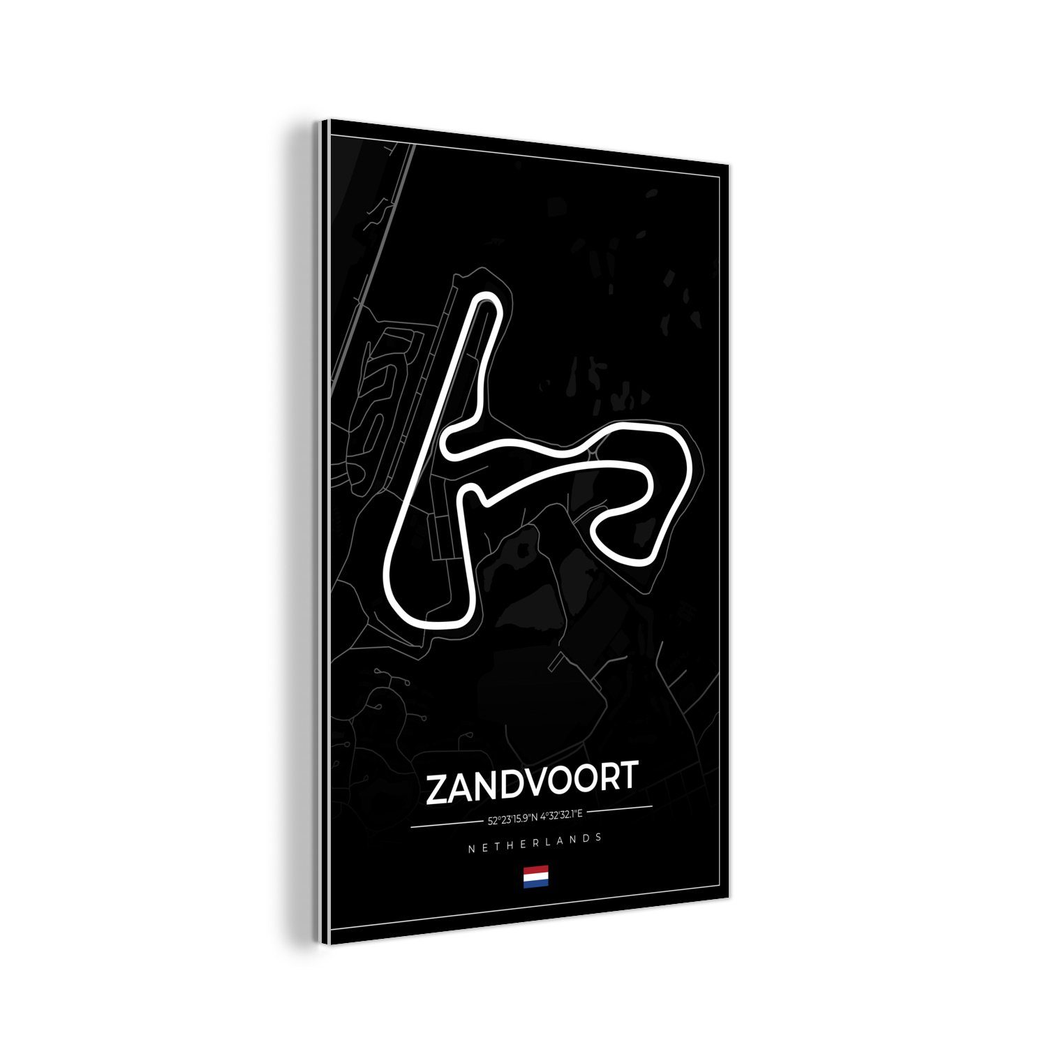 MuchoWow Metallbild Formel 1 - Rundkurs Zandvoort - Rennstrecke - Niederlande - Schwarz, Inkl. Aufhängung, Alu-Dibond-Druck, Dekoration aus Metall, Aluminium deko, 20x30 cm
