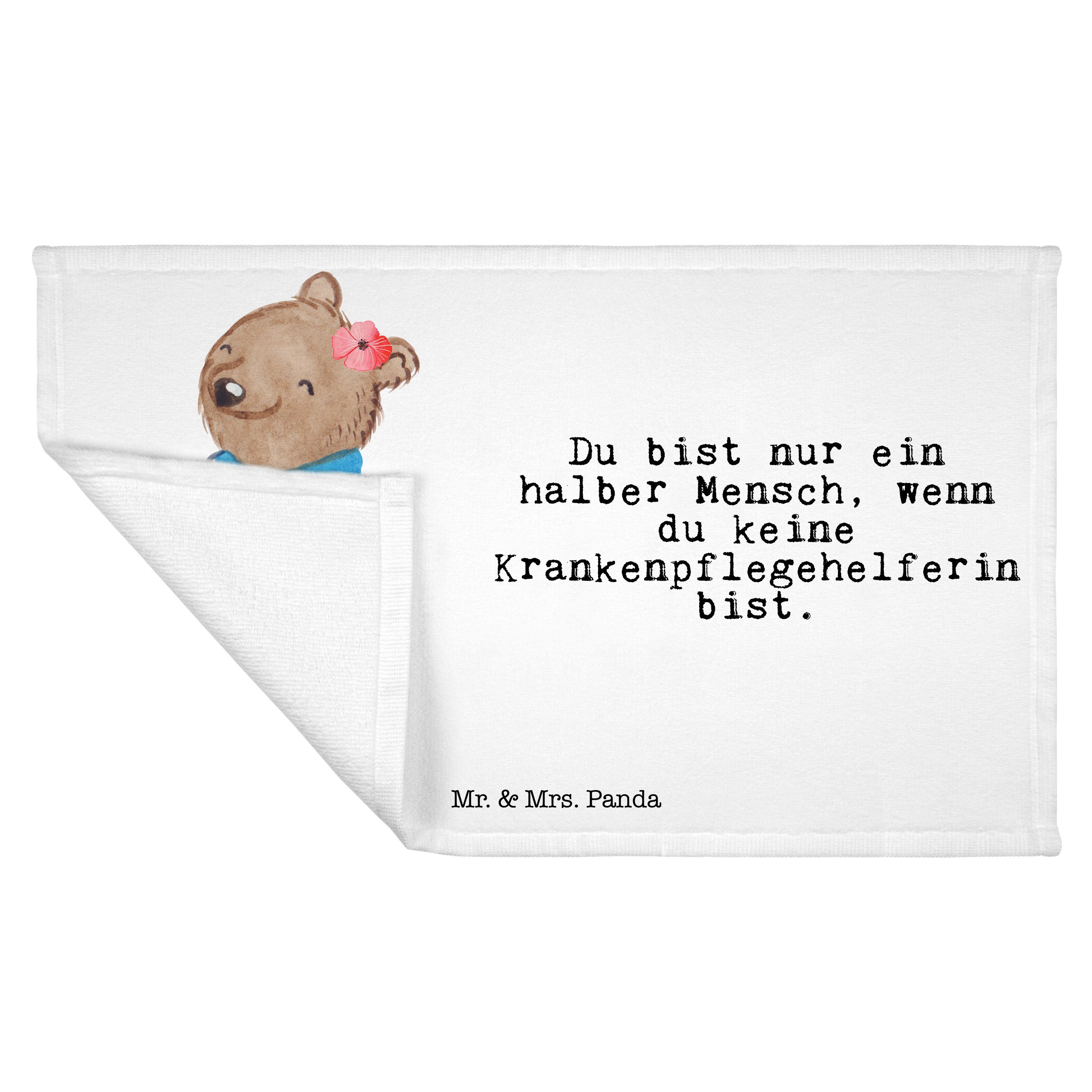 Handtuch, - Panda Sport Mrs. Handtuch mit - Weiß & Geschenk, Rei, Herz Krankenpflegehelferin Mr. (1-St)