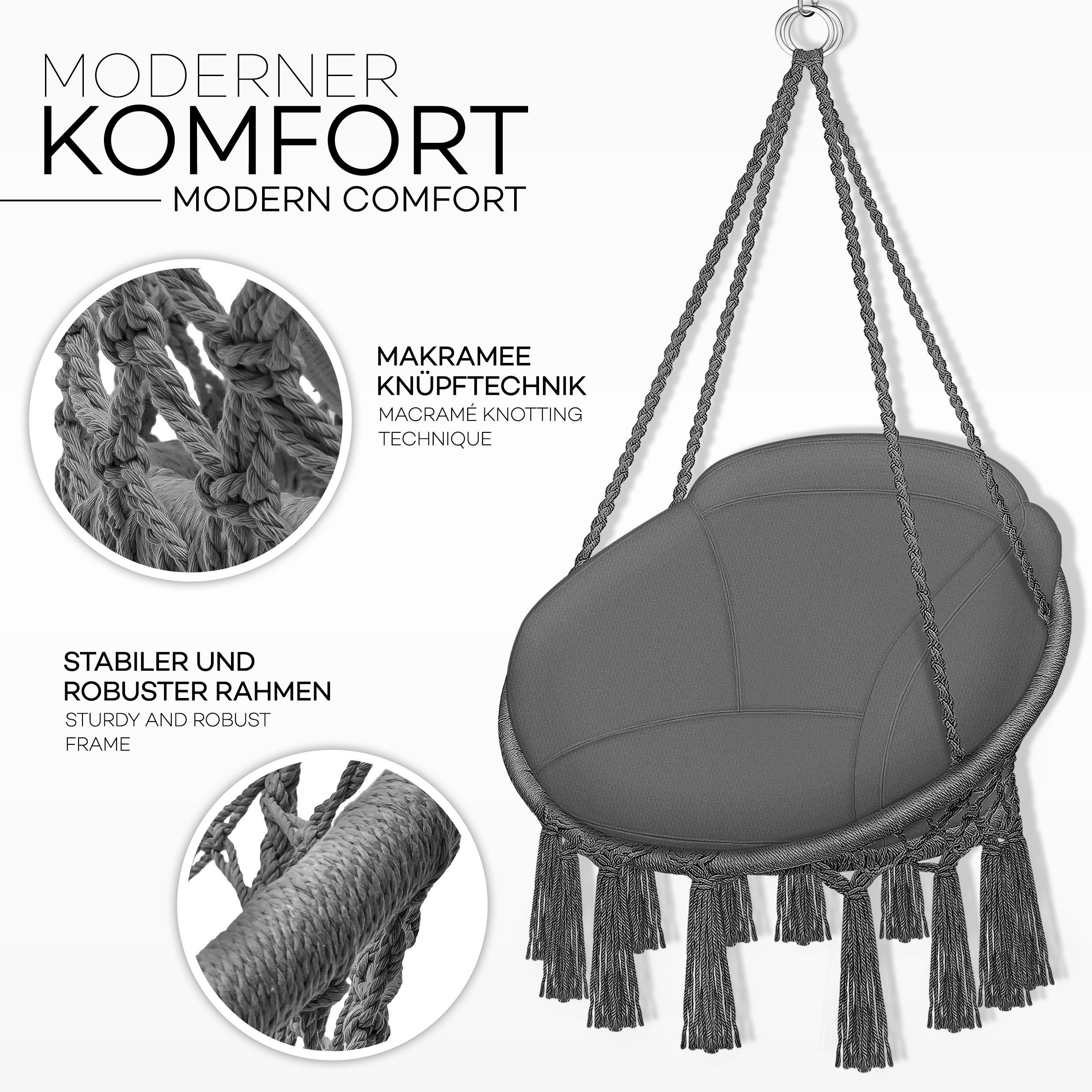 tillvex Hängesessel tillvex® Hängesessel Hängestuhl Hängeschaukel Hängekorb günstig online kaufen