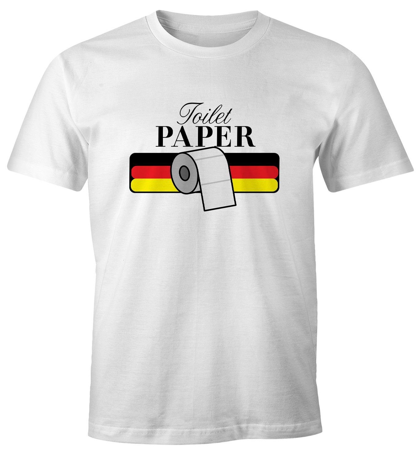 Print-Shirt Fun-Shirt Parodie Herren Moonworks® Klopapier Spruch MoonWorks Hamsterkäufe mit lustig Print T-Shirt
