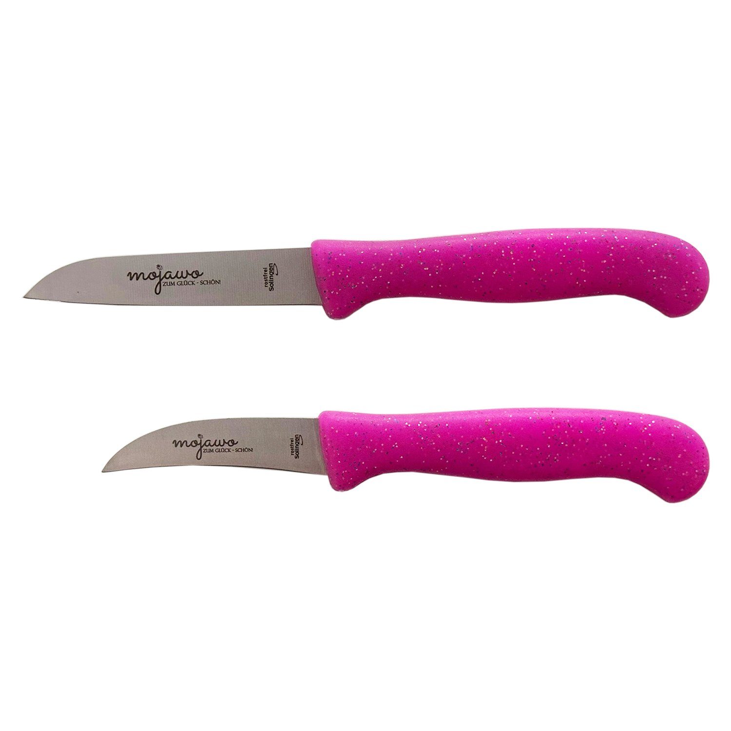 Mojawo Steakmesser 2x Set Küchenmesser Schälmesser Messer Allzweckmesser Pink Solingen