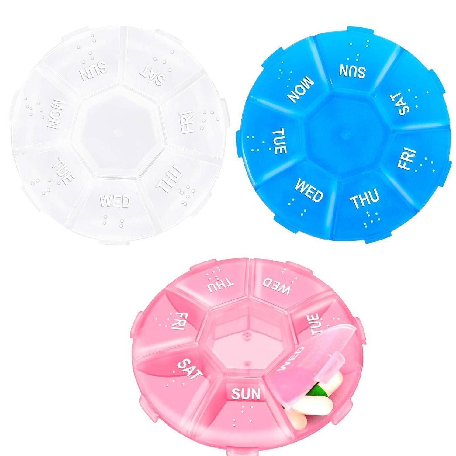 LuxusKollektion Pillendose Tablettenbox 7 Tage Klein Rund (3 St)