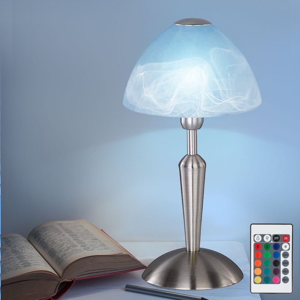 etc-shop LED Tischleuchte, Leuchtmittel inklusive, Warmweiß, Farbwechsel,  Tischleuchte Tischlampe Nachttischleuchte RGB LED Fernbedienung Dimmer