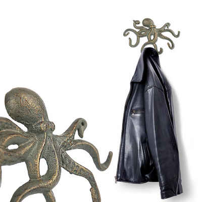 BigDean Kleiderhaken Oktopus Design Kleiderhaken Krake Altgold