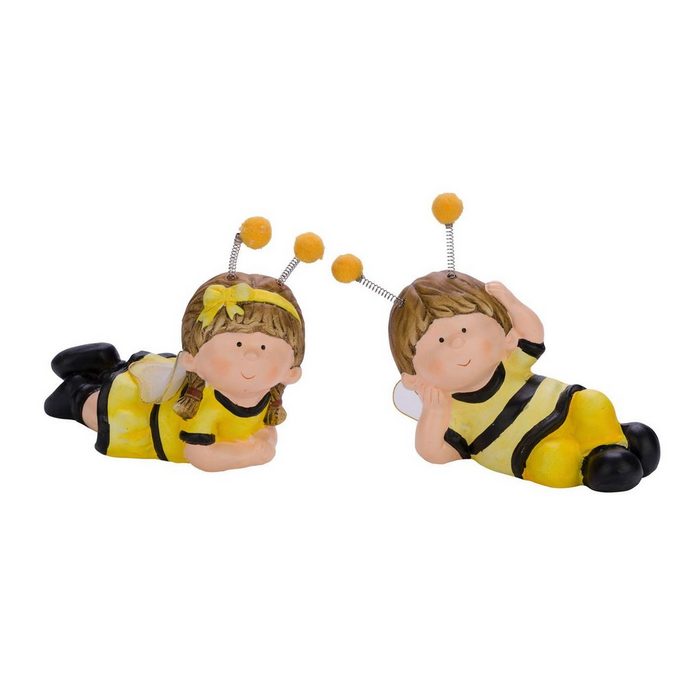 Gehlmann Dekofigur Bienenkinder 2 Stück Ton schwarz / gelb vers. Motive Größen handgefertigt Tonarbeiten