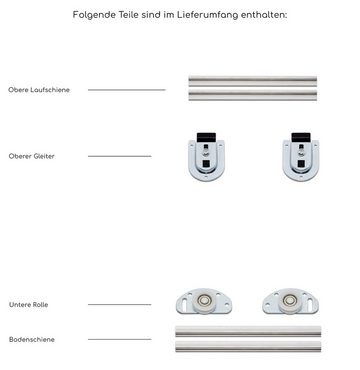 hibitaro Schiebetür Möbelschiebetürbausatz inkl. Beschläge, Laufschienen in 2 m (1-St)
