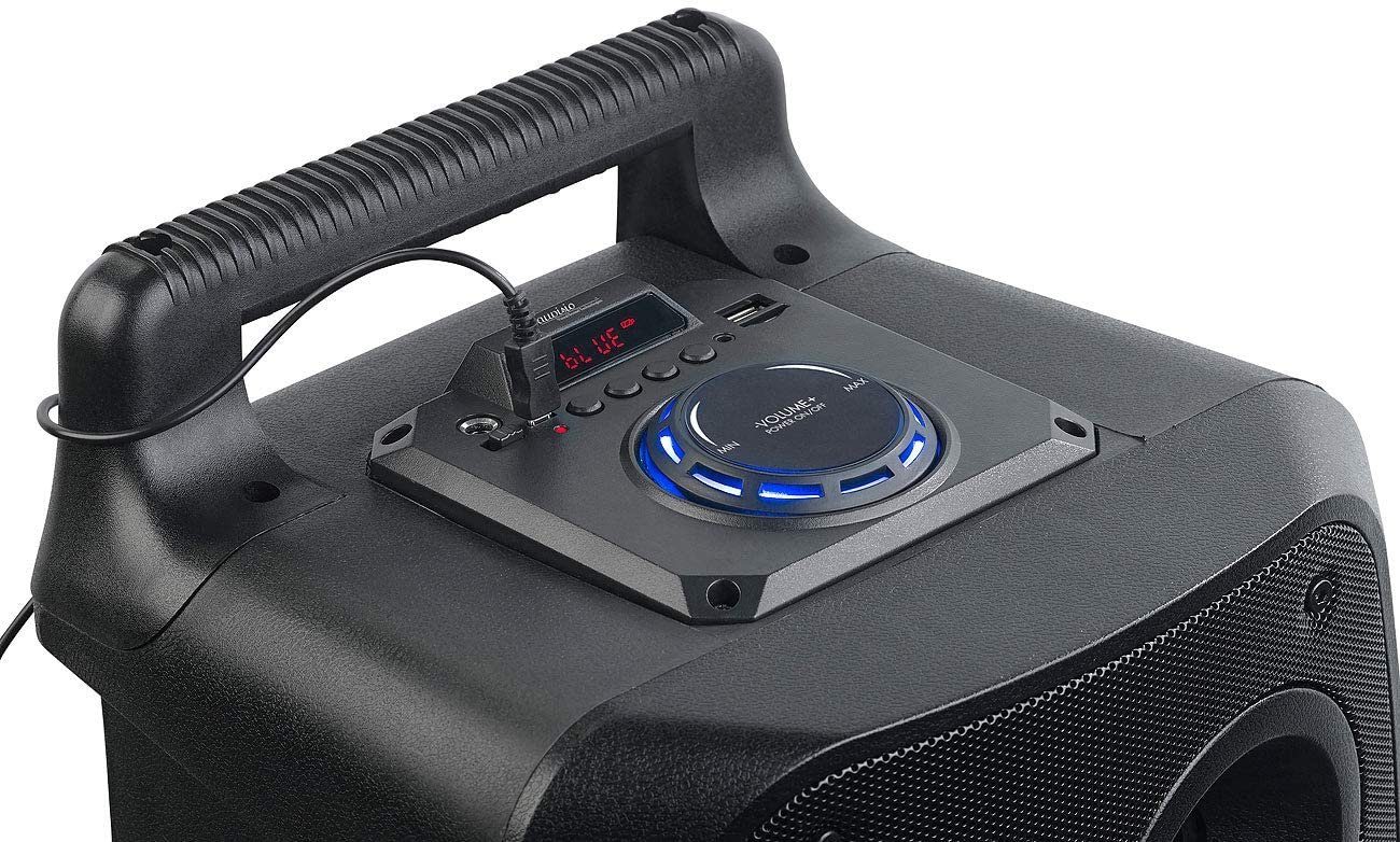 LED MP3 Beleuchtung) Partylautsprecher Bluetooth Party-Lautsprecher blaue PA-Partyanlage (25 W, PMA-950.k USB Mobile auvisio