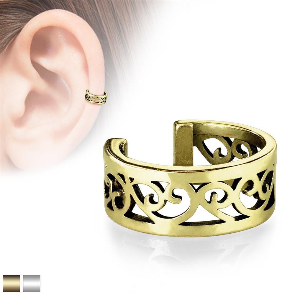 BUNGSA Ohrklemme Ohrklemme Ornamente aus Edelstahl Damen gold (1 Stück, 1-tlg), Ohrschmuck Ohrringe