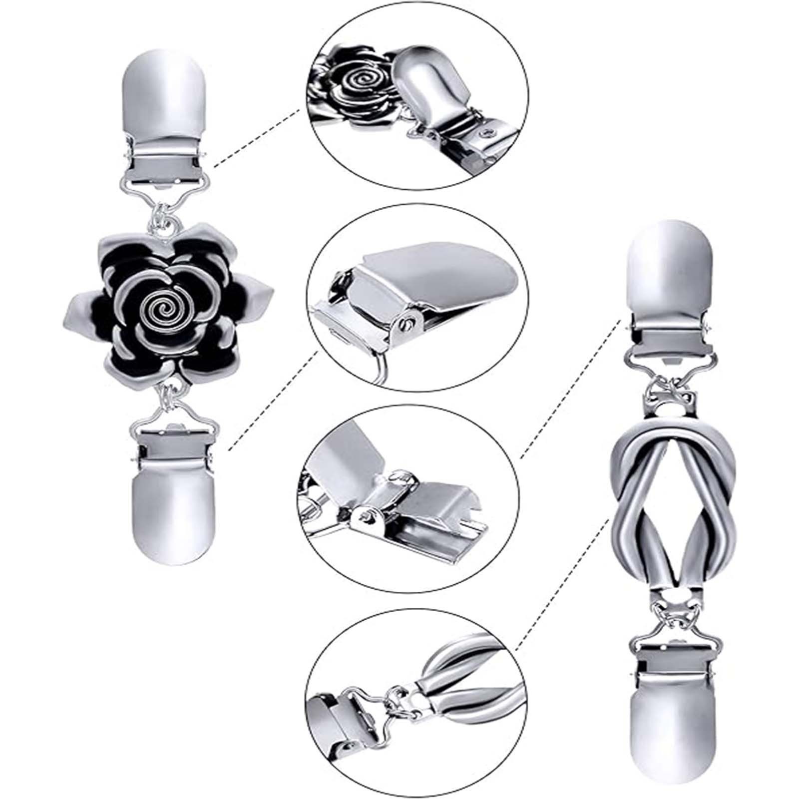 MOPUEA Broschen Set Vintage Zarte Broschen Set – 4-teilig, elegant & vielseitig (4er Set dekorative Clips für Kleidung und Styling im Alltag, Vielseitige Clips für Kleidungsschutz und schnelles Styling), Stabil, schonend zur Kleidung, kein Verrutschen im Alltag