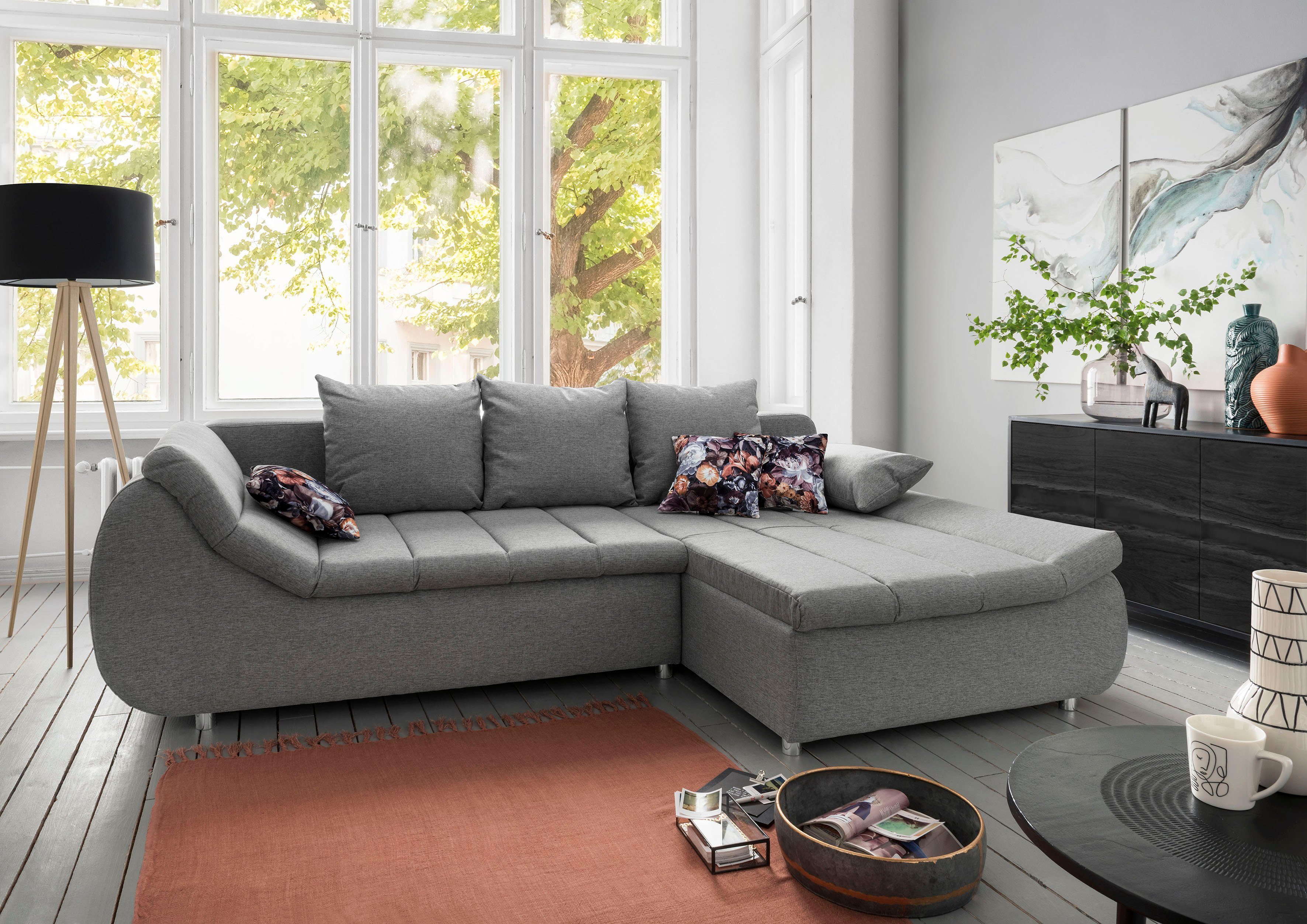 Home affaire Ecksofa Imolaa elegant, Breite 270cm, moderne Sitzsteppung, bequem, L-Form, auch mit Bettfunktion und Bettkasten