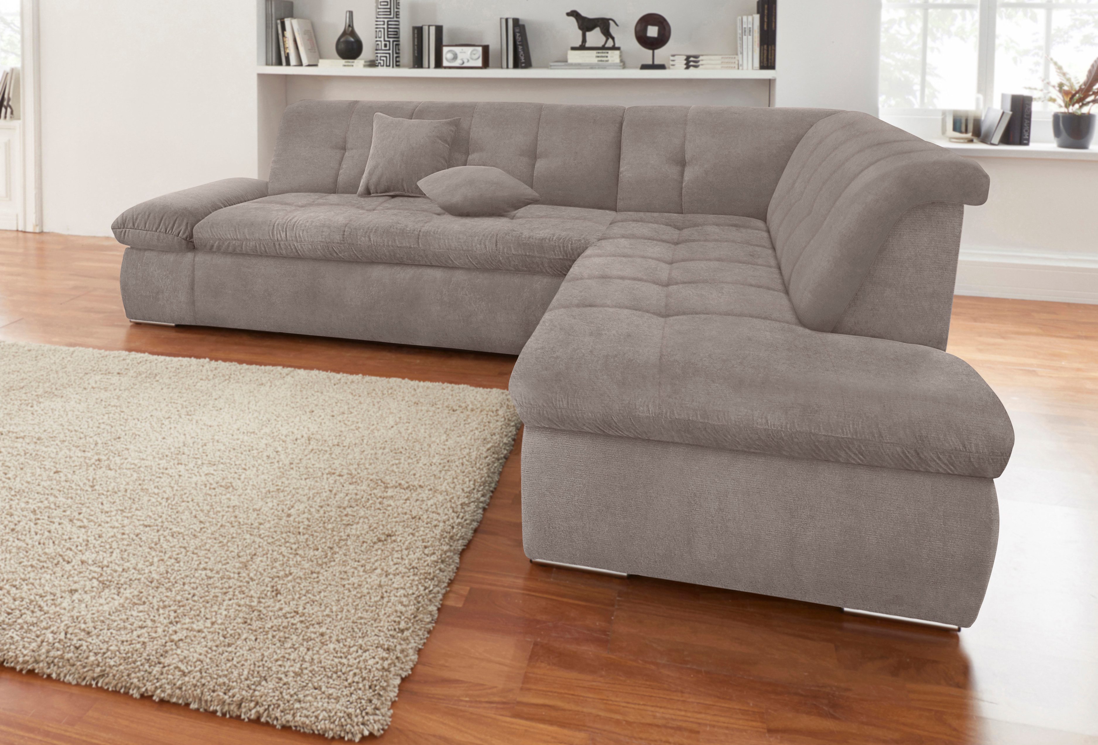 DOMO collection Ecksofa MORIC Massiv! - Belastbar bis 140 kgxSitz, hochwertig & komfortabel, XXL, L-Form, inkl. Zierkissen