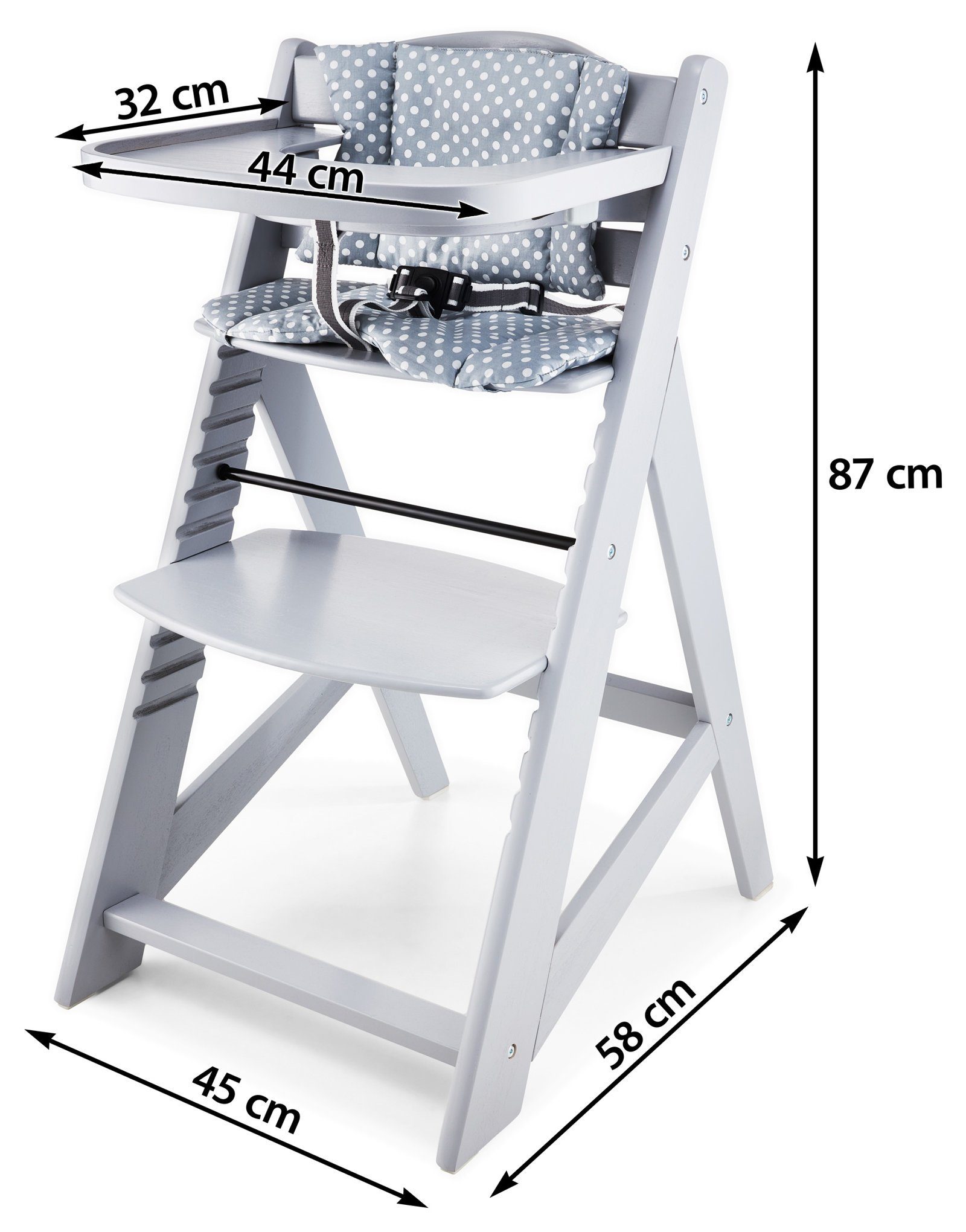 Moby-System Holz-Hochstuhl Moby-System Grau Hochstuhl-Gurt WOODY 