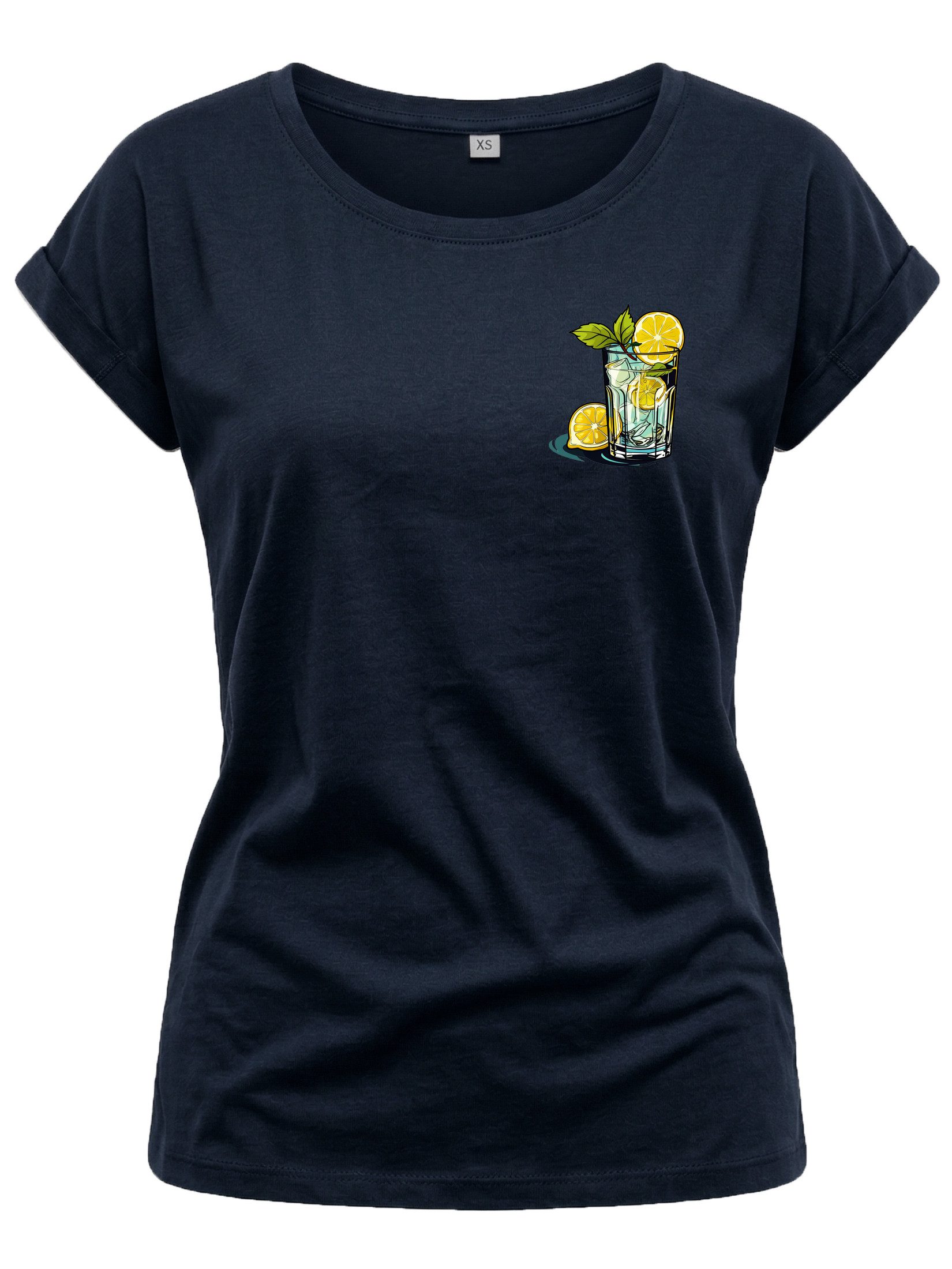 Print-Shirt Gin Tonic Gläser schöne modische Damen Tops Kurzarm Oberteile