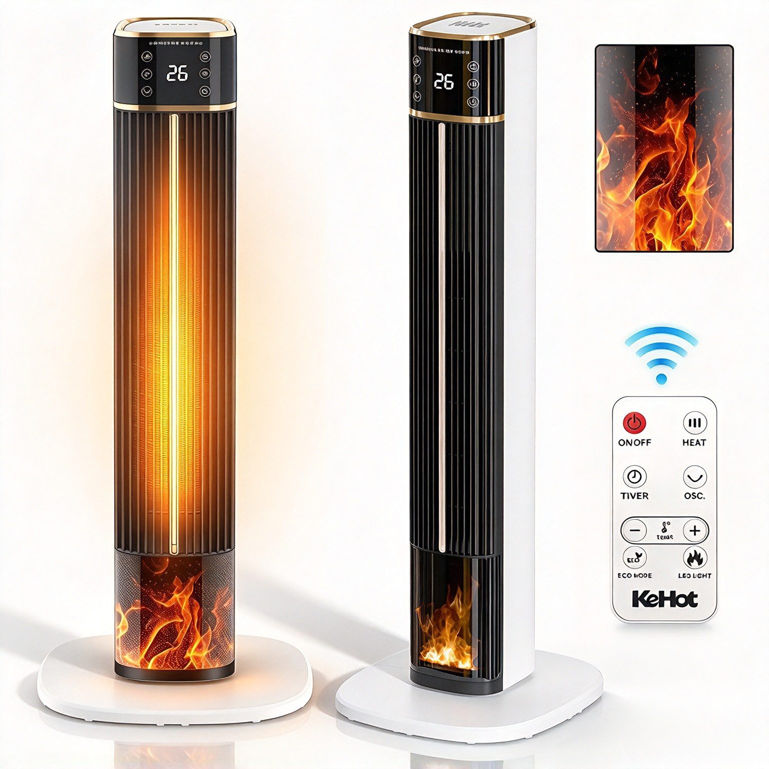 oyajia Heizlüfter Keramikheizlüfter Energiesparend PTC Heizlüfter mit Thermostat Heizung, Automatische Oszillation, Fernbedienung, Display, Timer, Überhitzungs