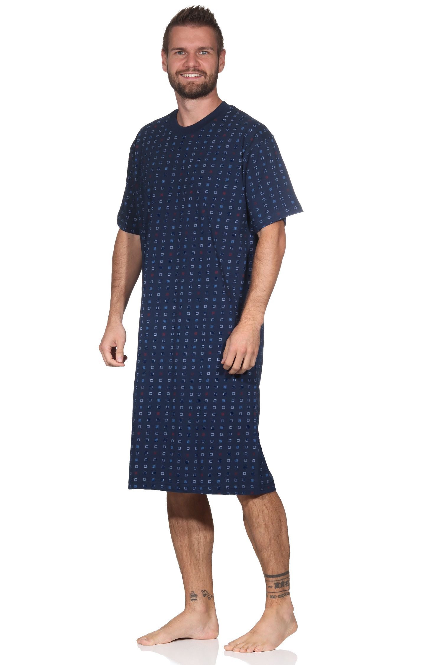 Normann Pyjama Normann Herren kurzarm Nachthemd in eleganter Optik günstig online kaufen