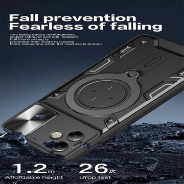 Wigento Handyhülle Für Motorola Moto G54 Armor Magnet Ring Cover Handy Hülle Case Blau