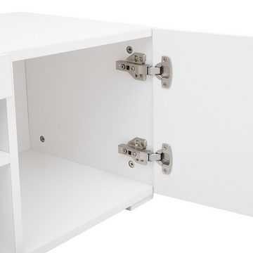 Ulife Lowboard weißer TV-Schrank, Tischplatte & Türverkleidungen, TV-Kommode mit variable LED-Beleuchtung, B:240cm